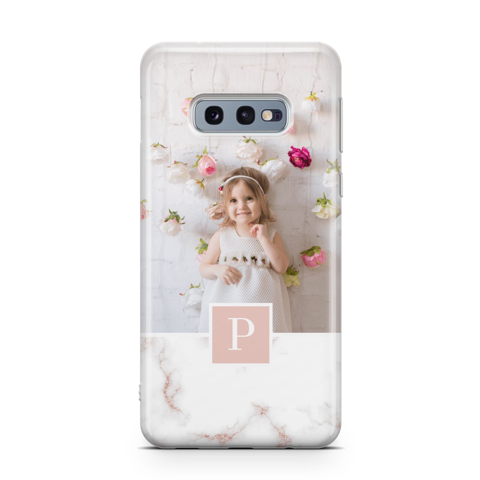 Monogram Marble Photo Upload Samsung Galaxy S10E Case