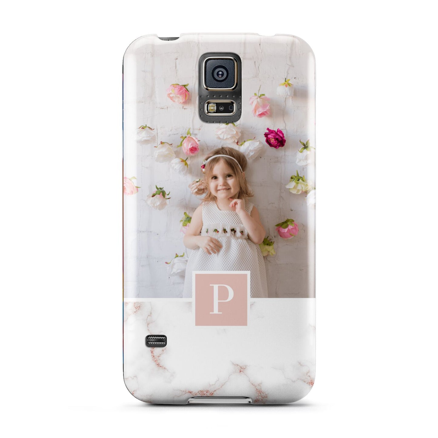 Monogram Marble Photo Upload Samsung Galaxy S5 Case