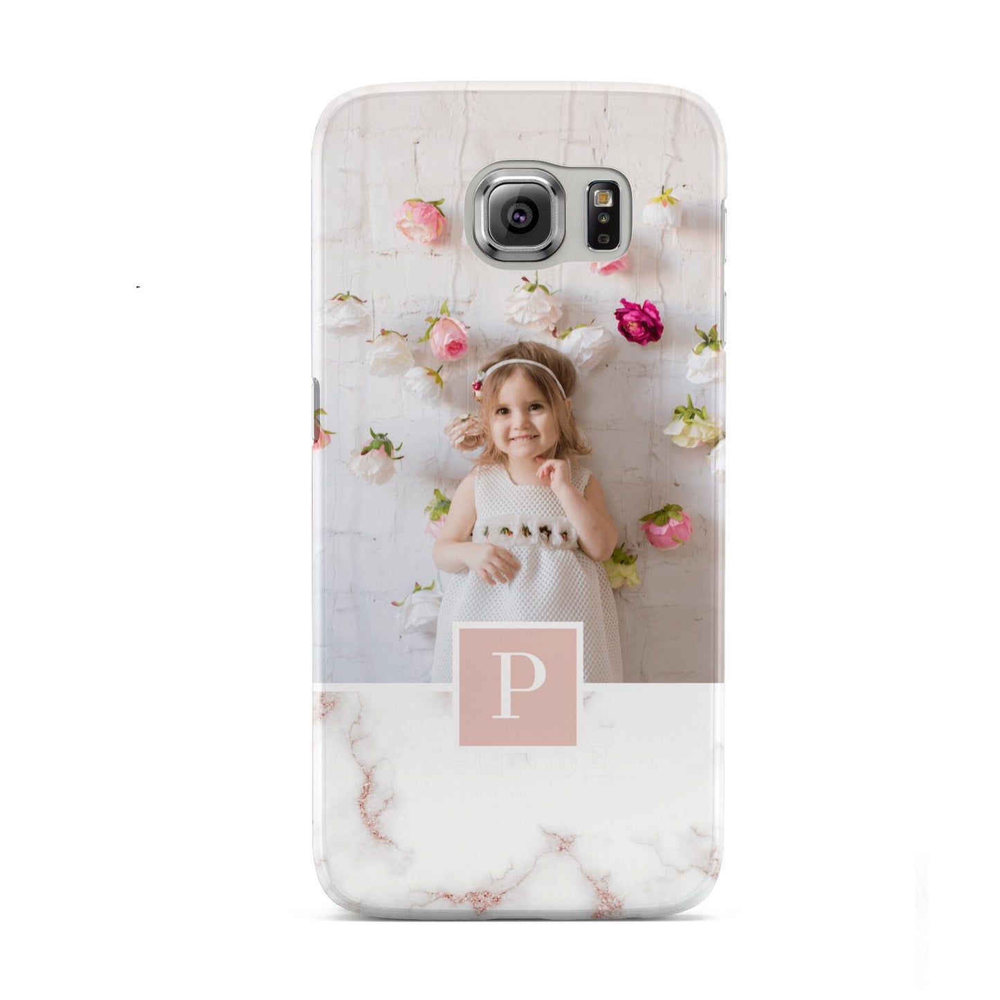 Monogram Marble Photo Upload Samsung Galaxy S6 Case