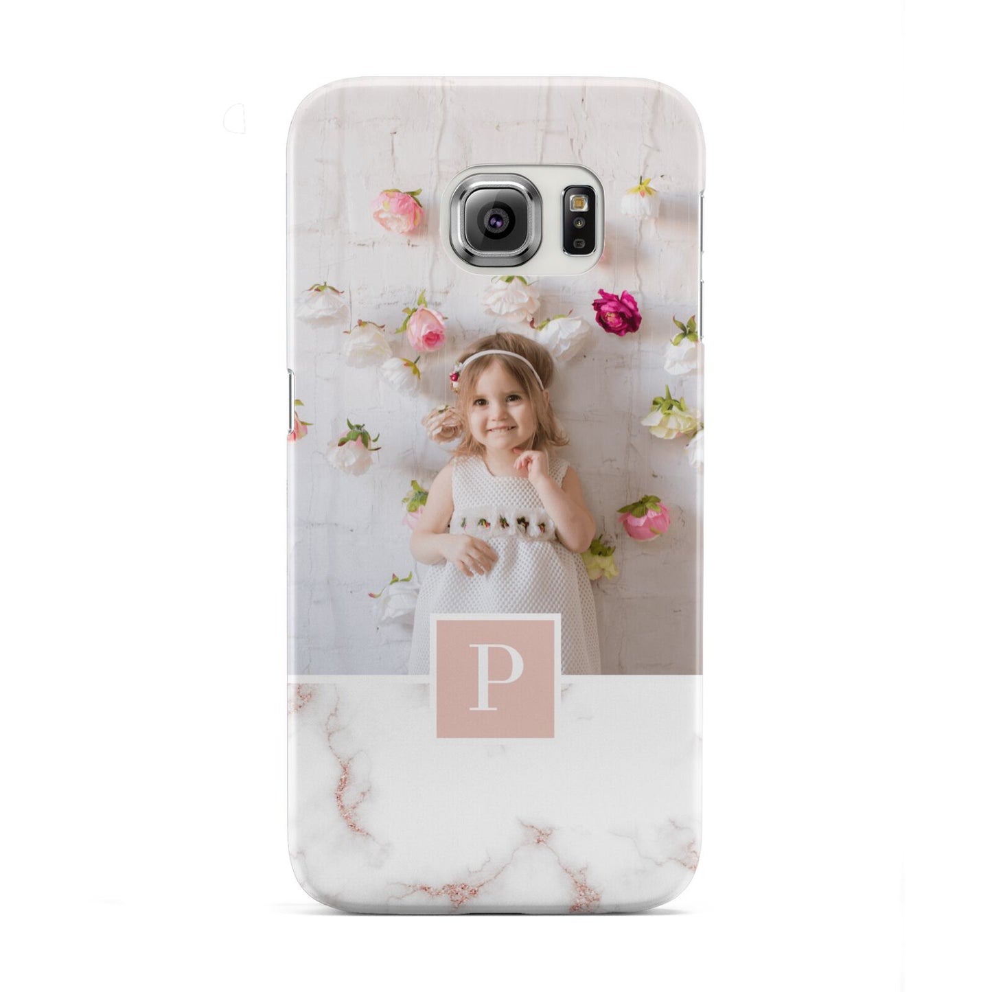 Monogram Marble Photo Upload Samsung Galaxy S6 Edge Case