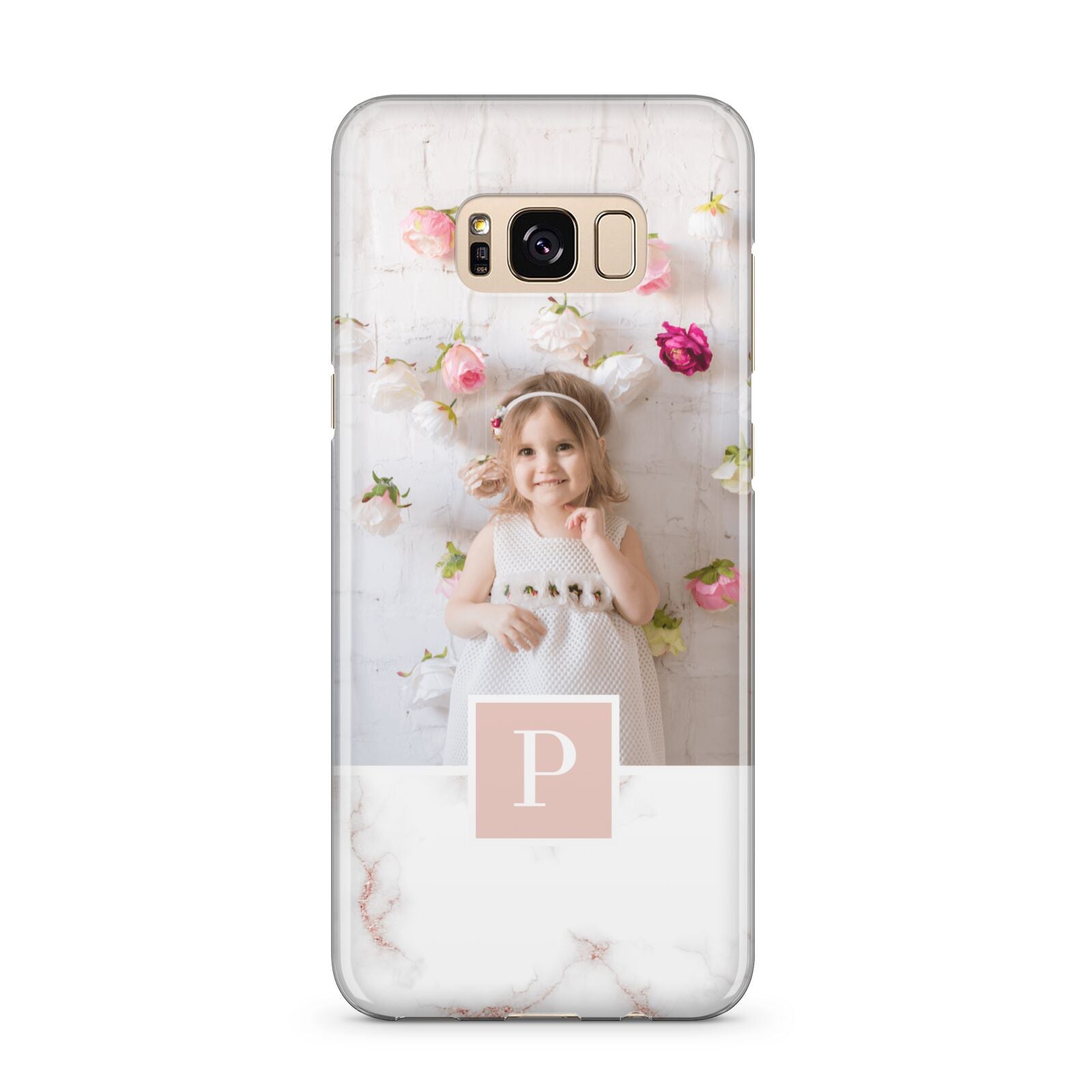 Monogram Marble Photo Upload Samsung Galaxy S8 Plus Case