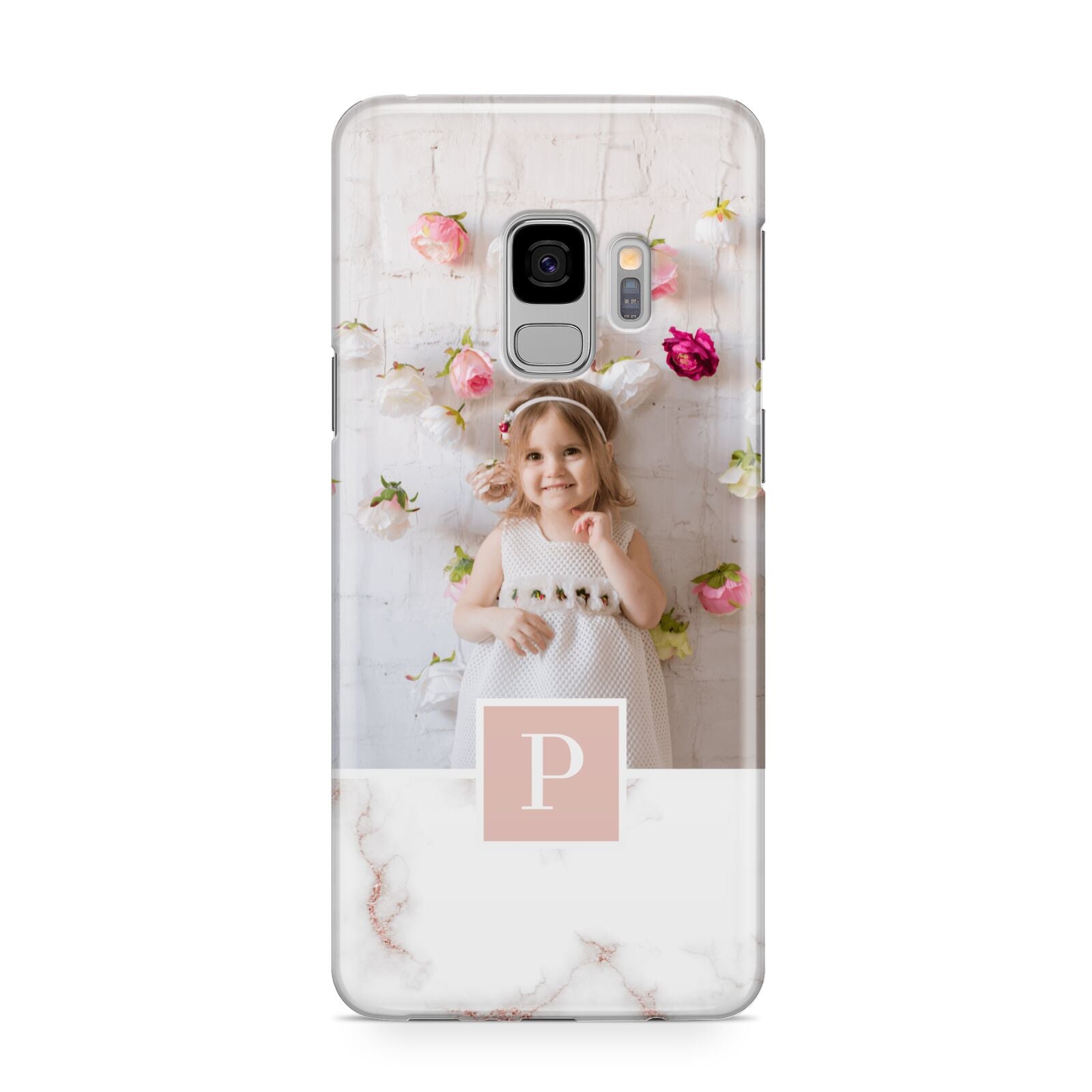 Monogram Marble Photo Upload Samsung Galaxy S9 Case