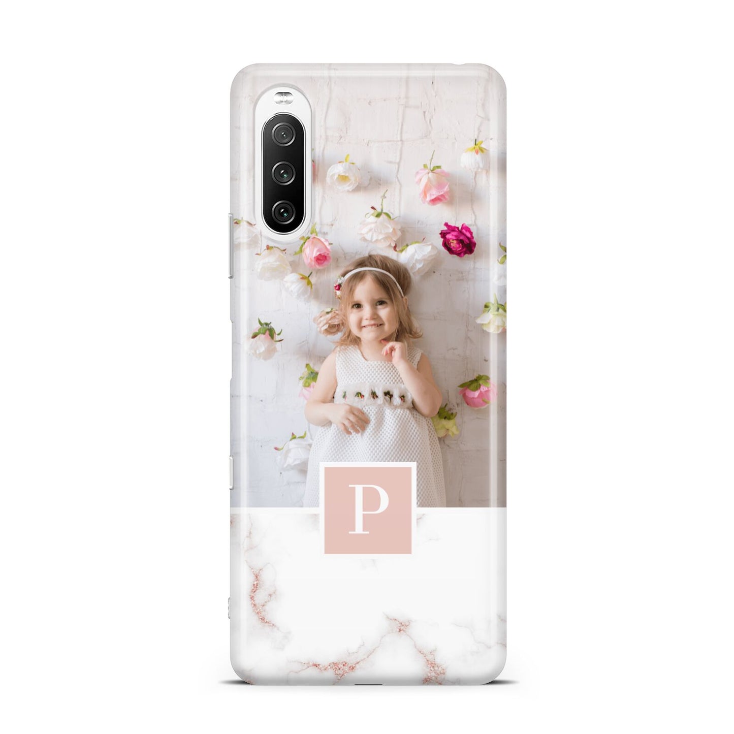 Monogram Marble Photo Upload Sony Xperia 10 III Case