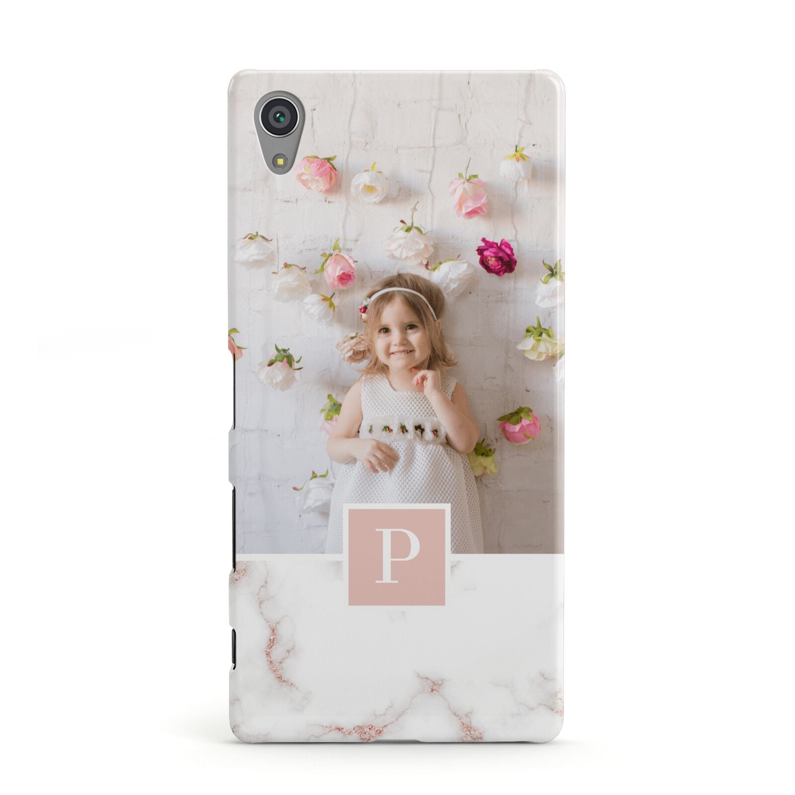 Monogram Marble Photo Upload Sony Xperia Case