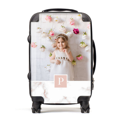 Monogram Marble Photo Upload Suitcase