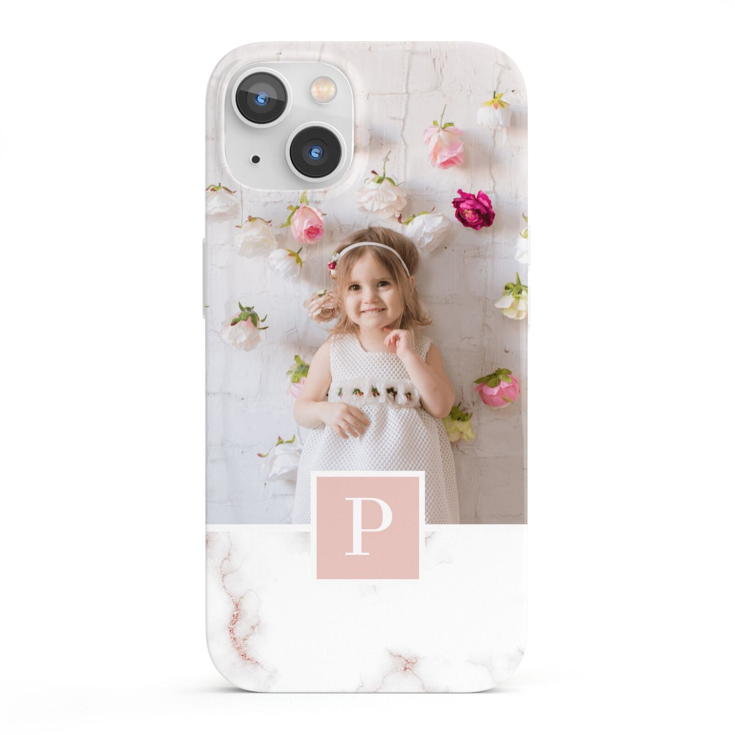 Monogram Marble Photo Upload iPhone 13 Full Wrap 3D Snap Case