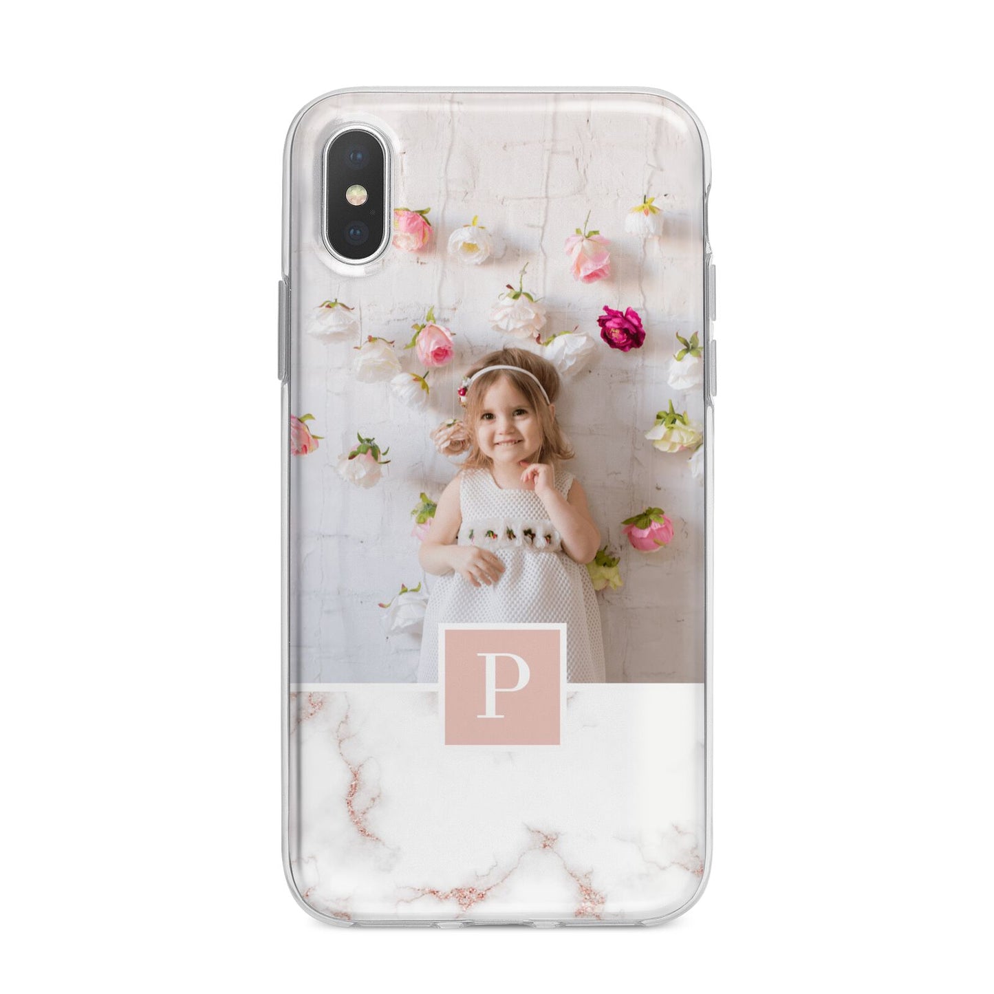 Monogram Marble Photo Upload iPhone X Bumper Case on Silver iPhone Alternative Image 1