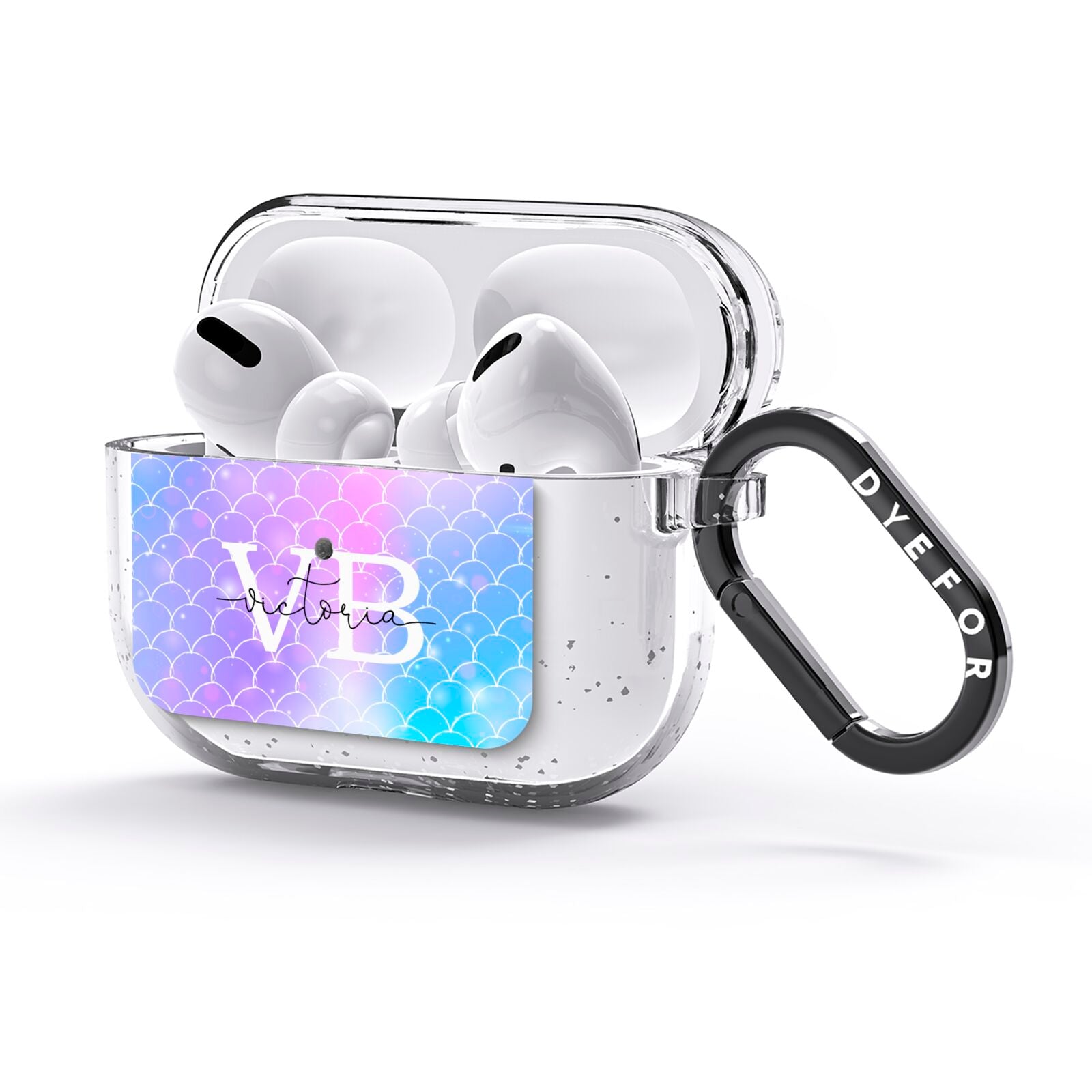 Monogram Mermaid Glitter with Name AirPods Glitter Case 3rd Gen Side Image