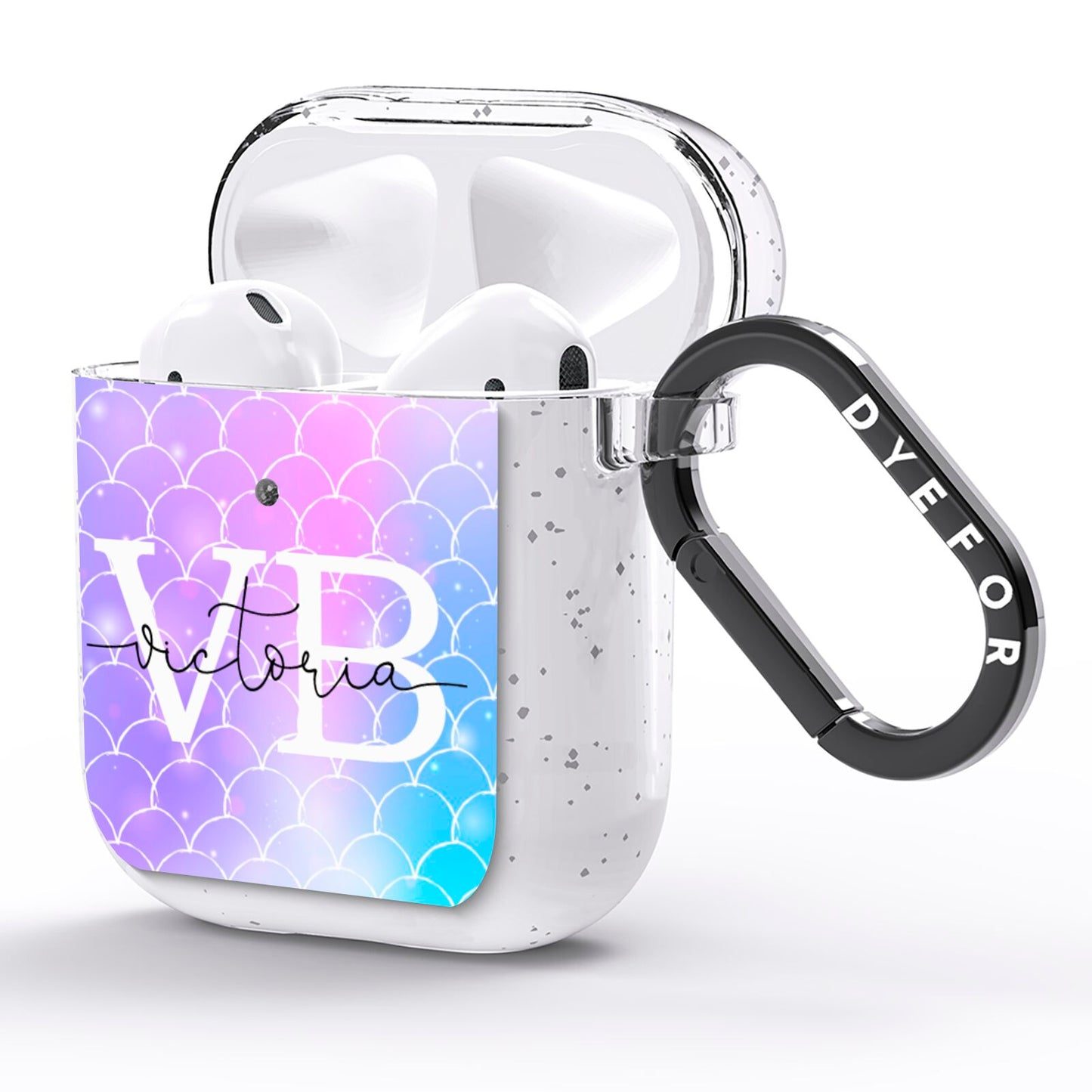 Monogram Mermaid Glitter with Name AirPods Glitter Case Side Image