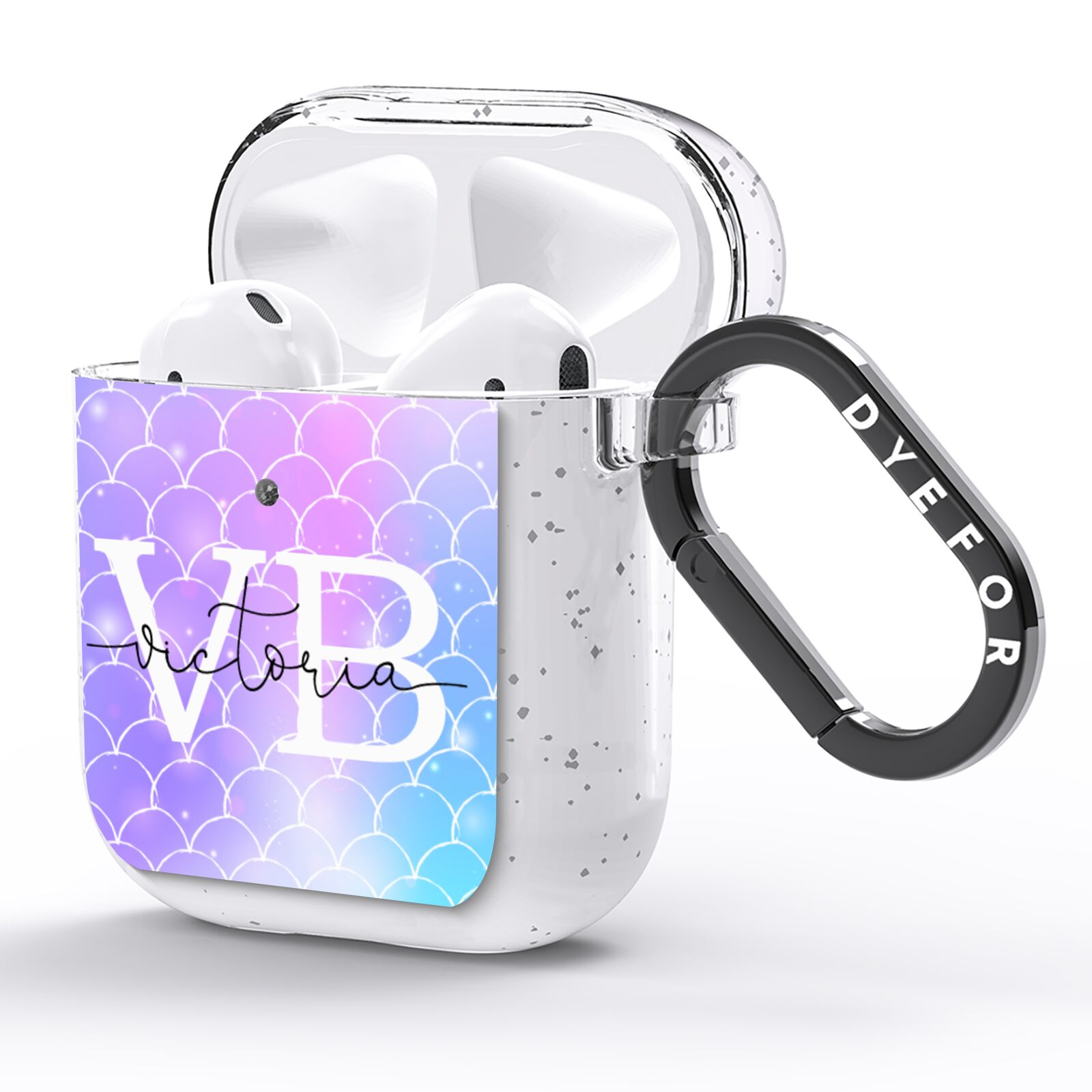 Monogram Mermaid Glitter with Name AirPods Glitter Case Side Image