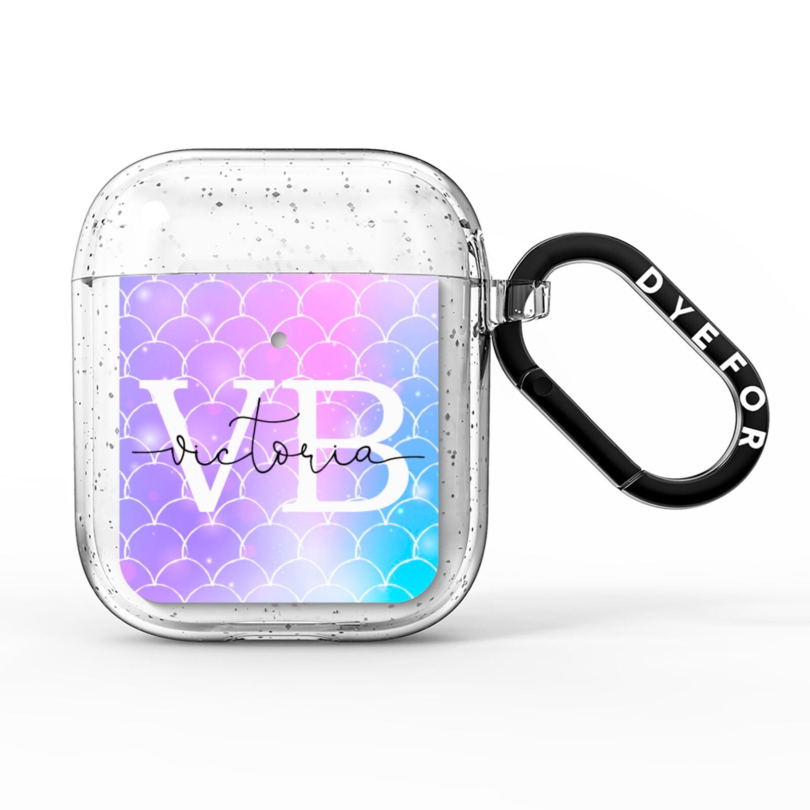 Monogram Mermaid Glitter with Name AirPods Glitter Case