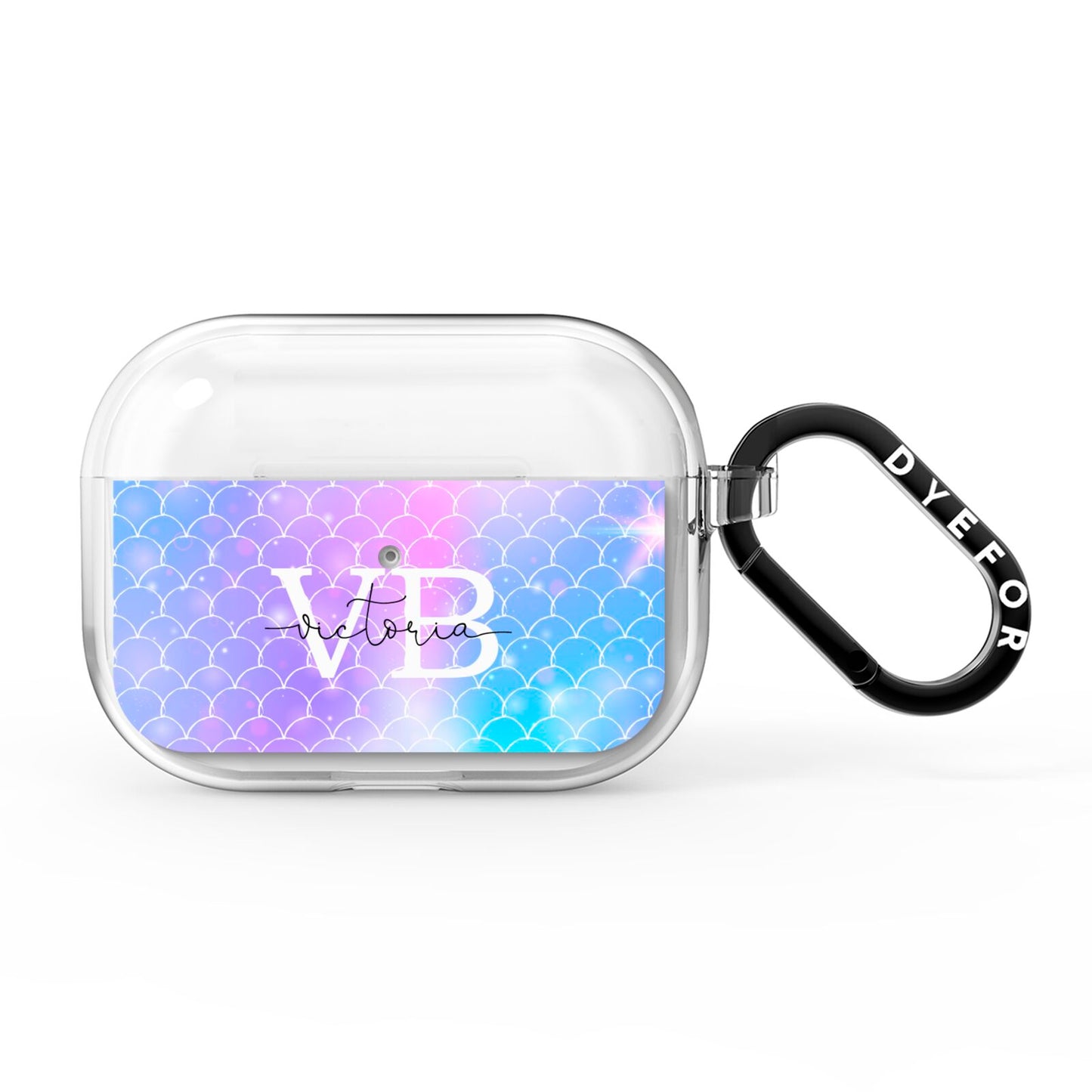 Monogram Mermaid Glitter with Name AirPods Pro Clear Case