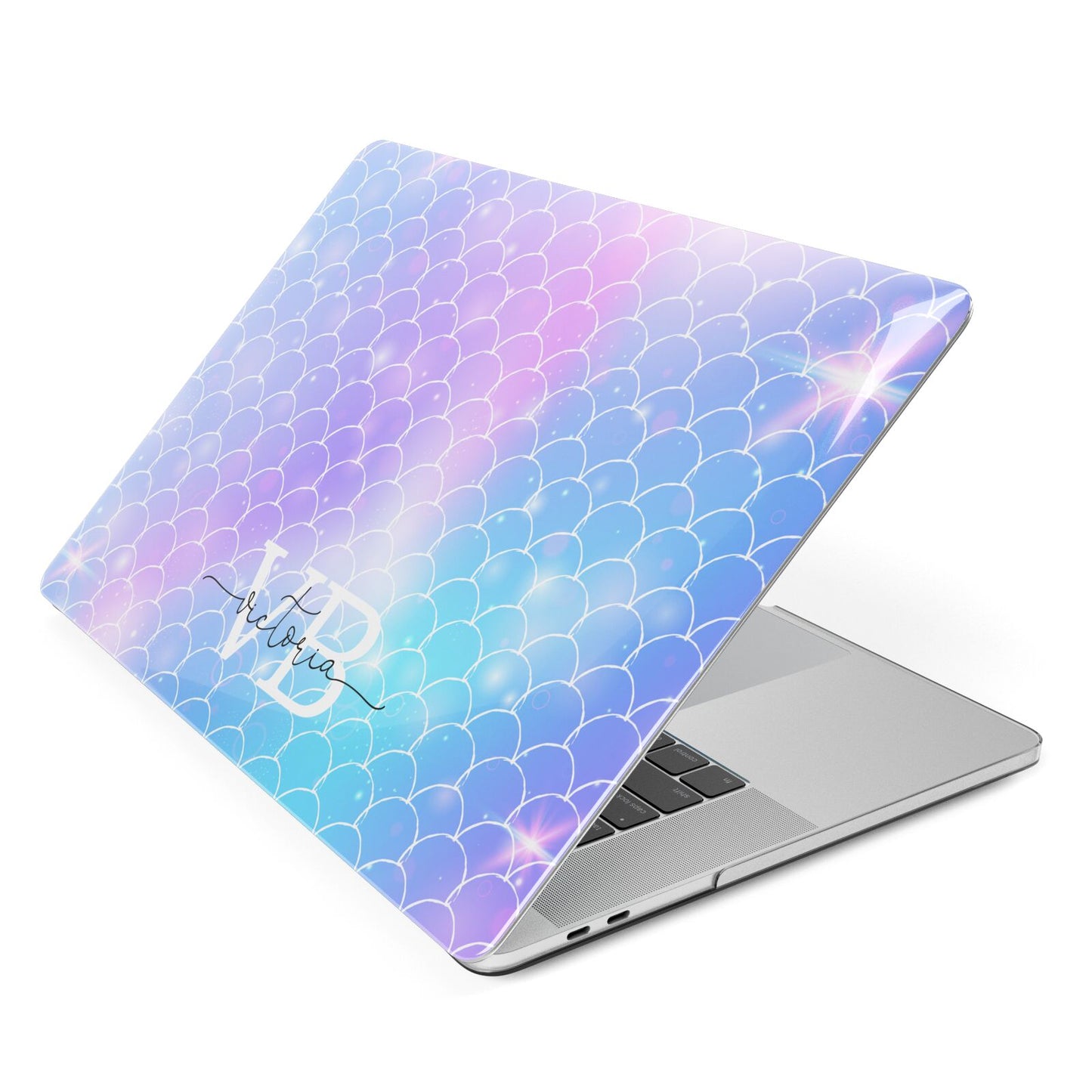 Monogram Mermaid Glitter with Name Apple MacBook Case Side View