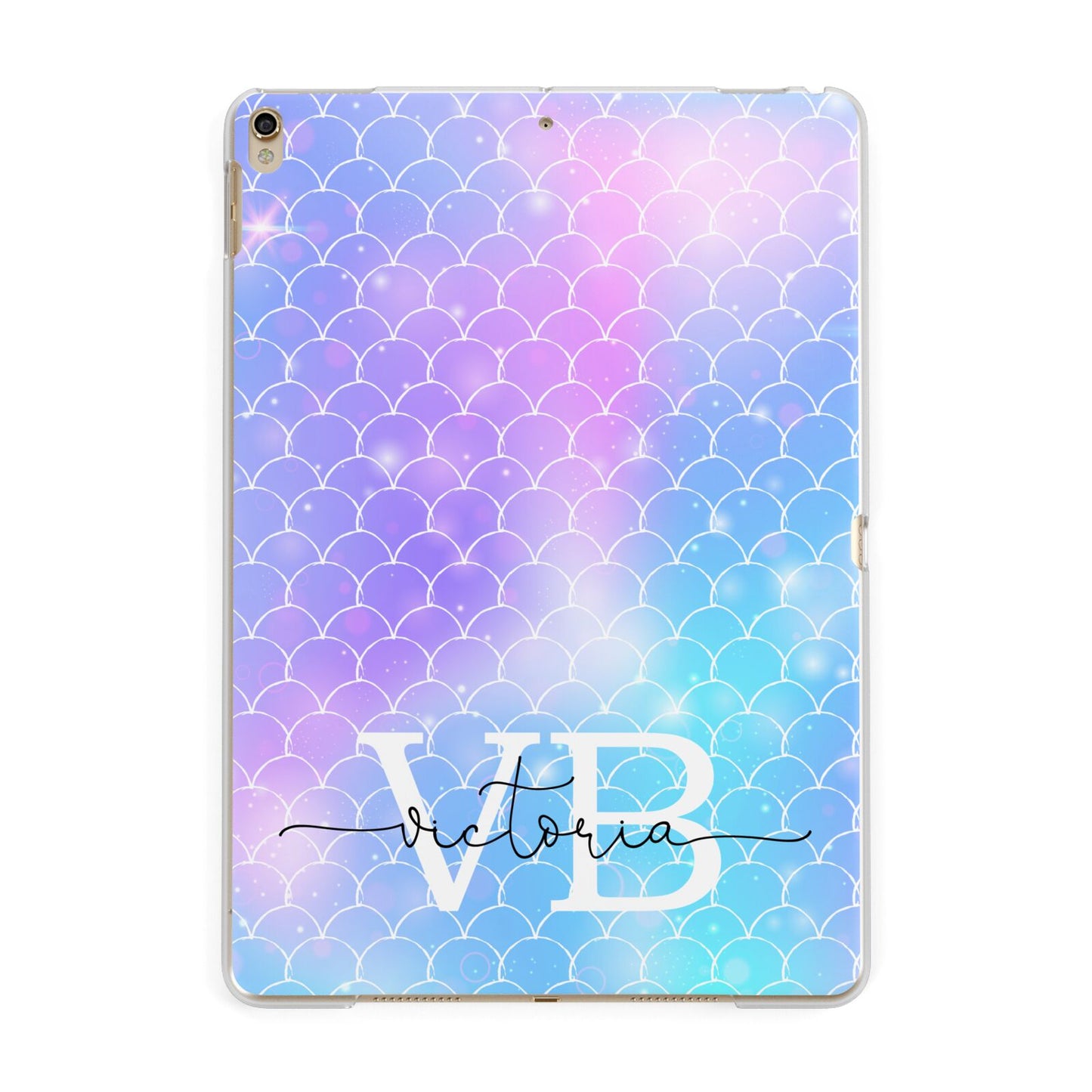 Monogram Mermaid Glitter with Name Apple iPad Gold Case