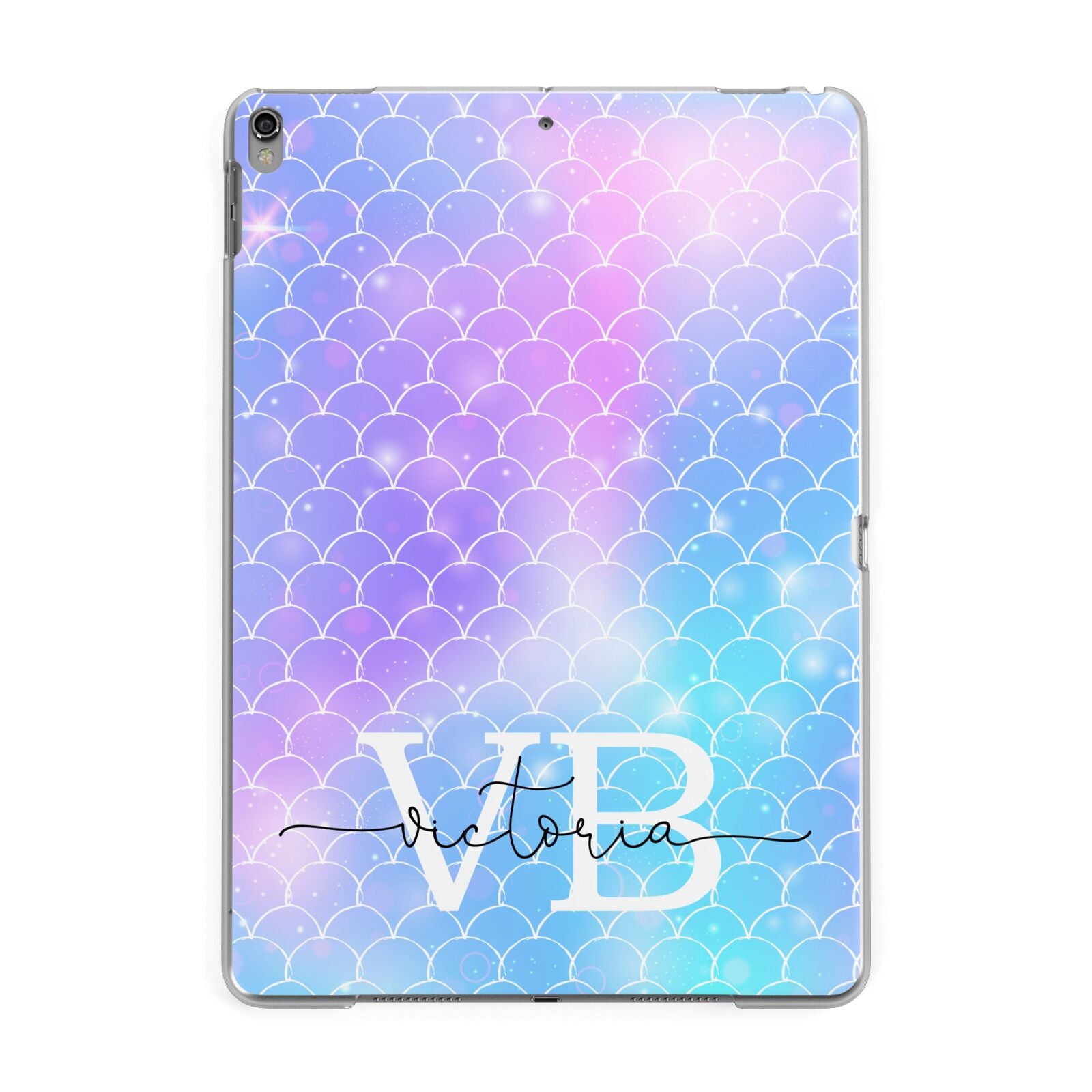 Monogram Mermaid Glitter with Name Apple iPad Grey Case