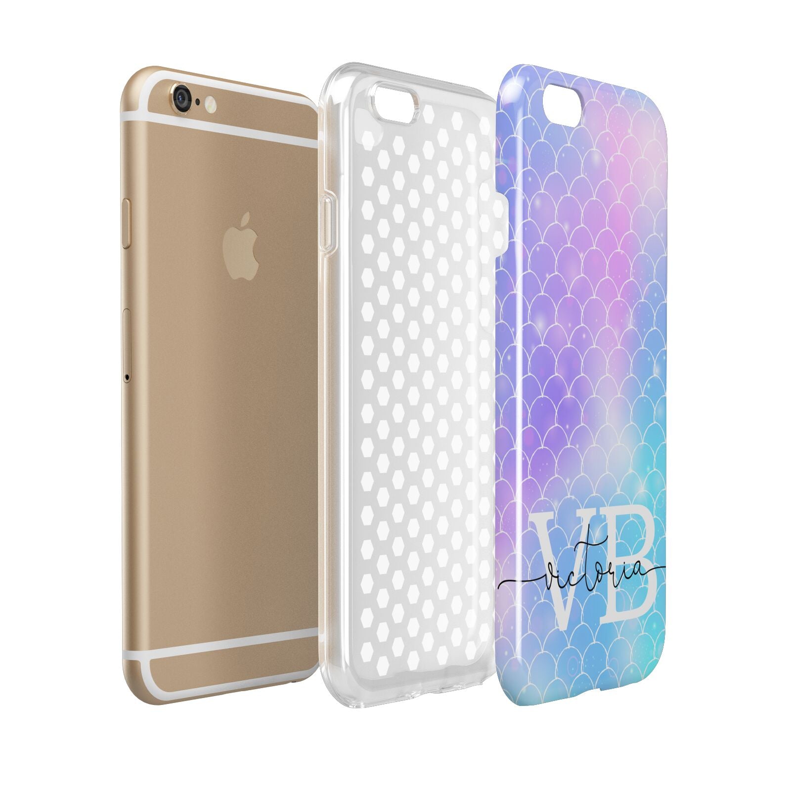 Monogram Mermaid Glitter with Name Apple iPhone 6 3D Tough Case Expanded view