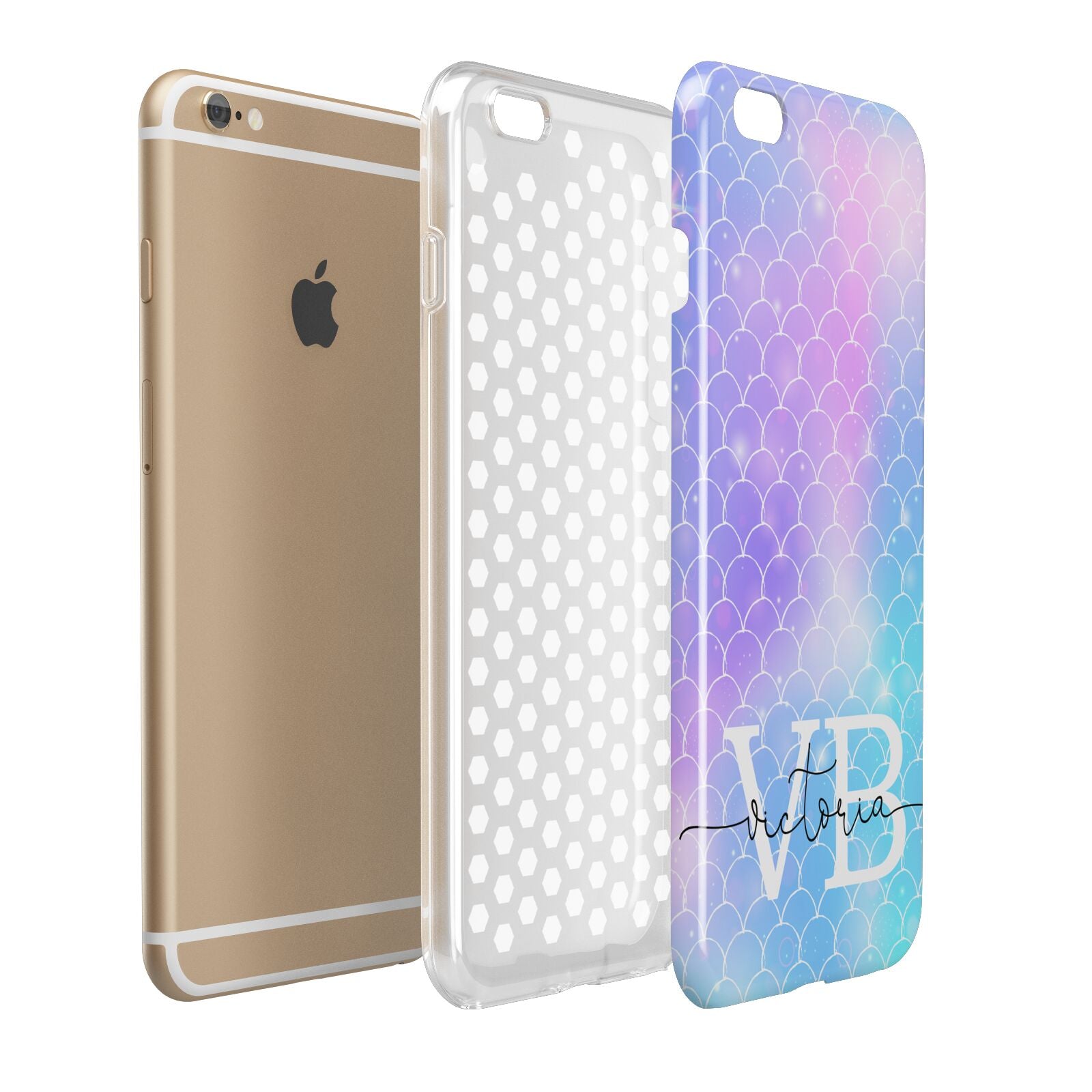 Monogram Mermaid Glitter with Name Apple iPhone 6 Plus 3D Tough Case Expand Detail Image