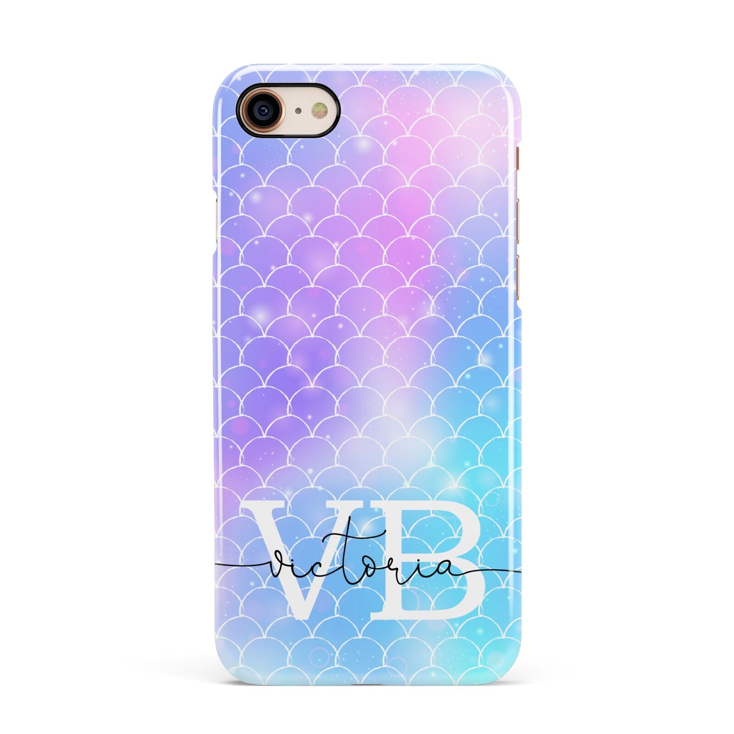 Monogram Mermaid Glitter with Name Apple iPhone 7 8 3D Snap Case