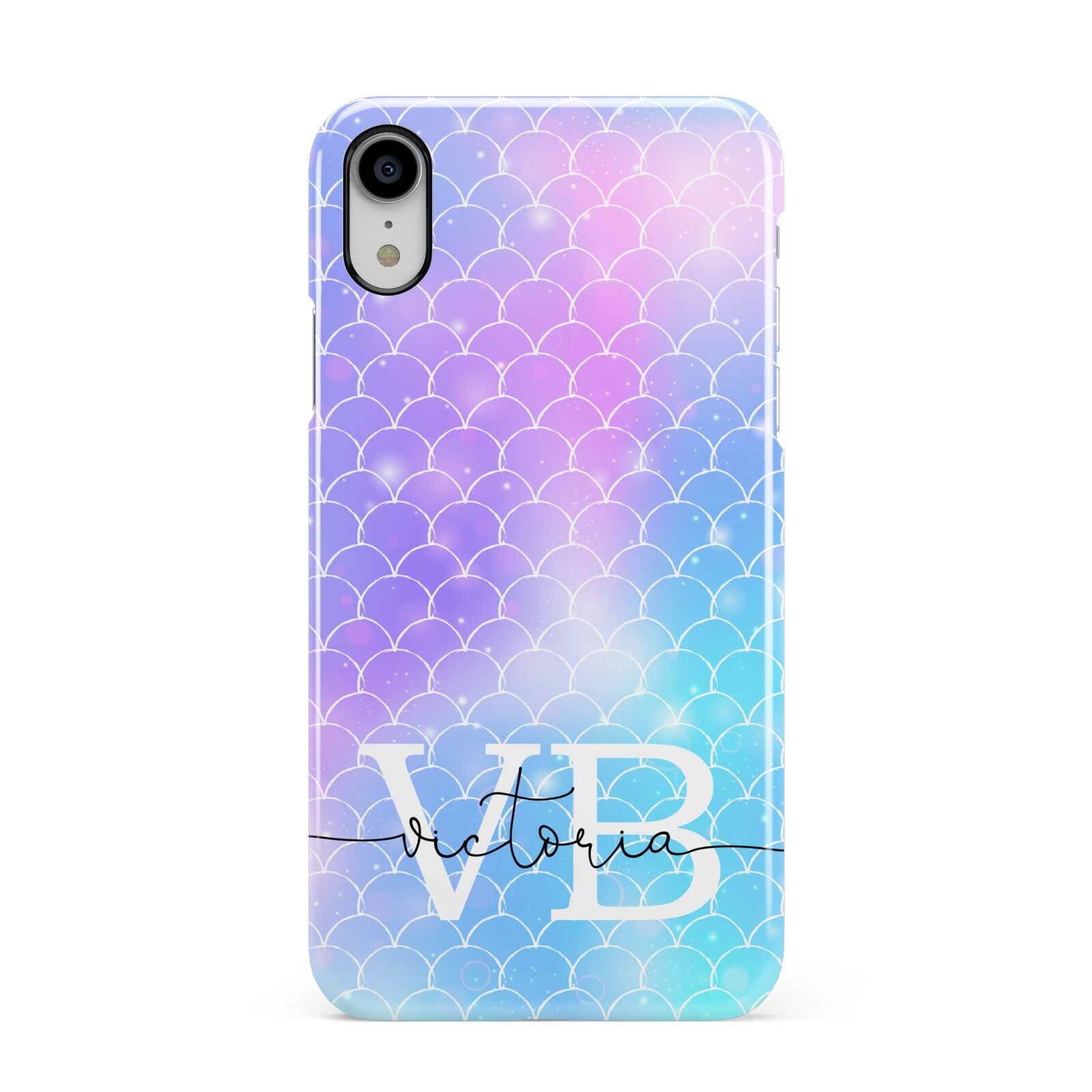 Monogram Mermaid Glitter with Name Apple iPhone XR White 3D Snap Case