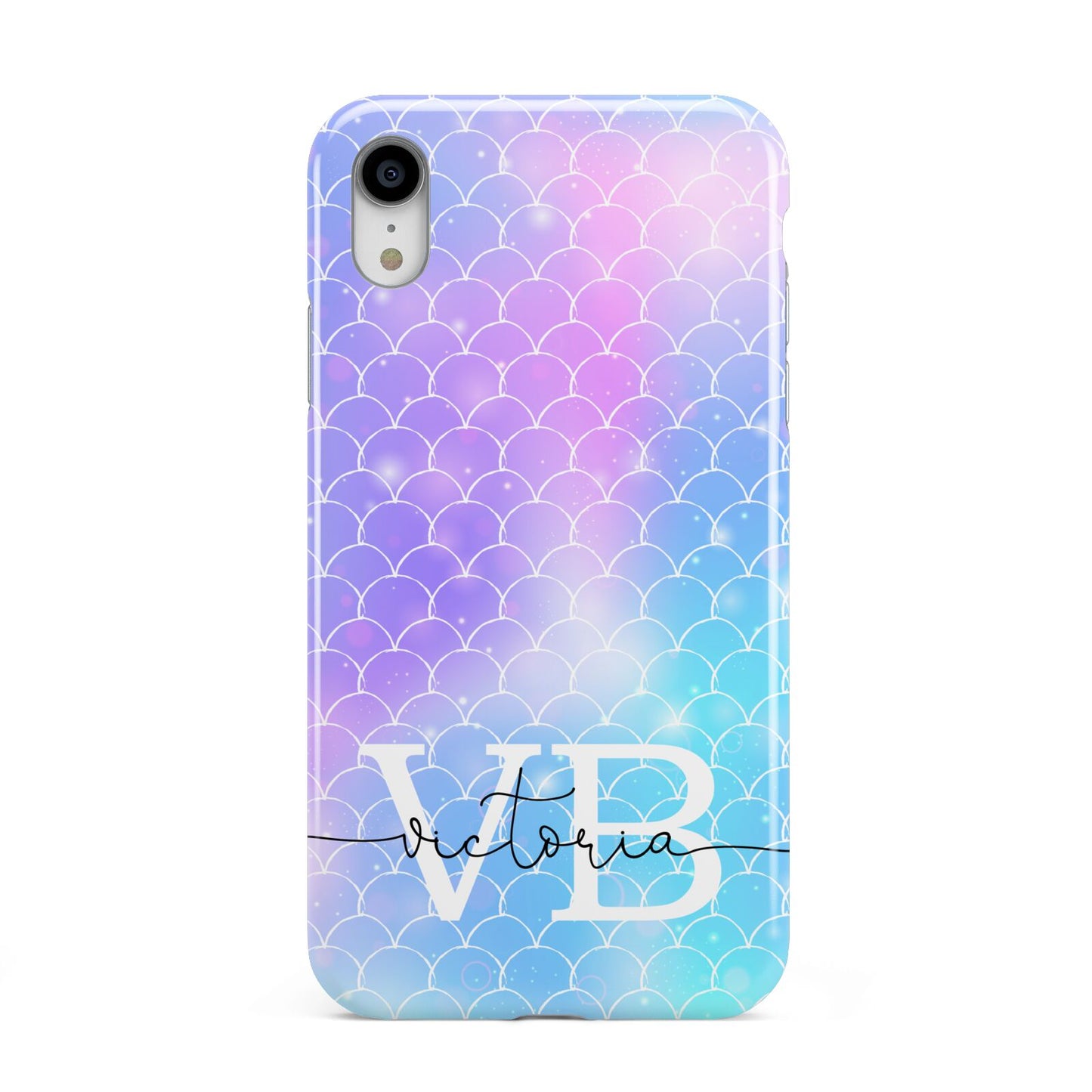 Monogram Mermaid Glitter with Name Apple iPhone XR White 3D Tough Case