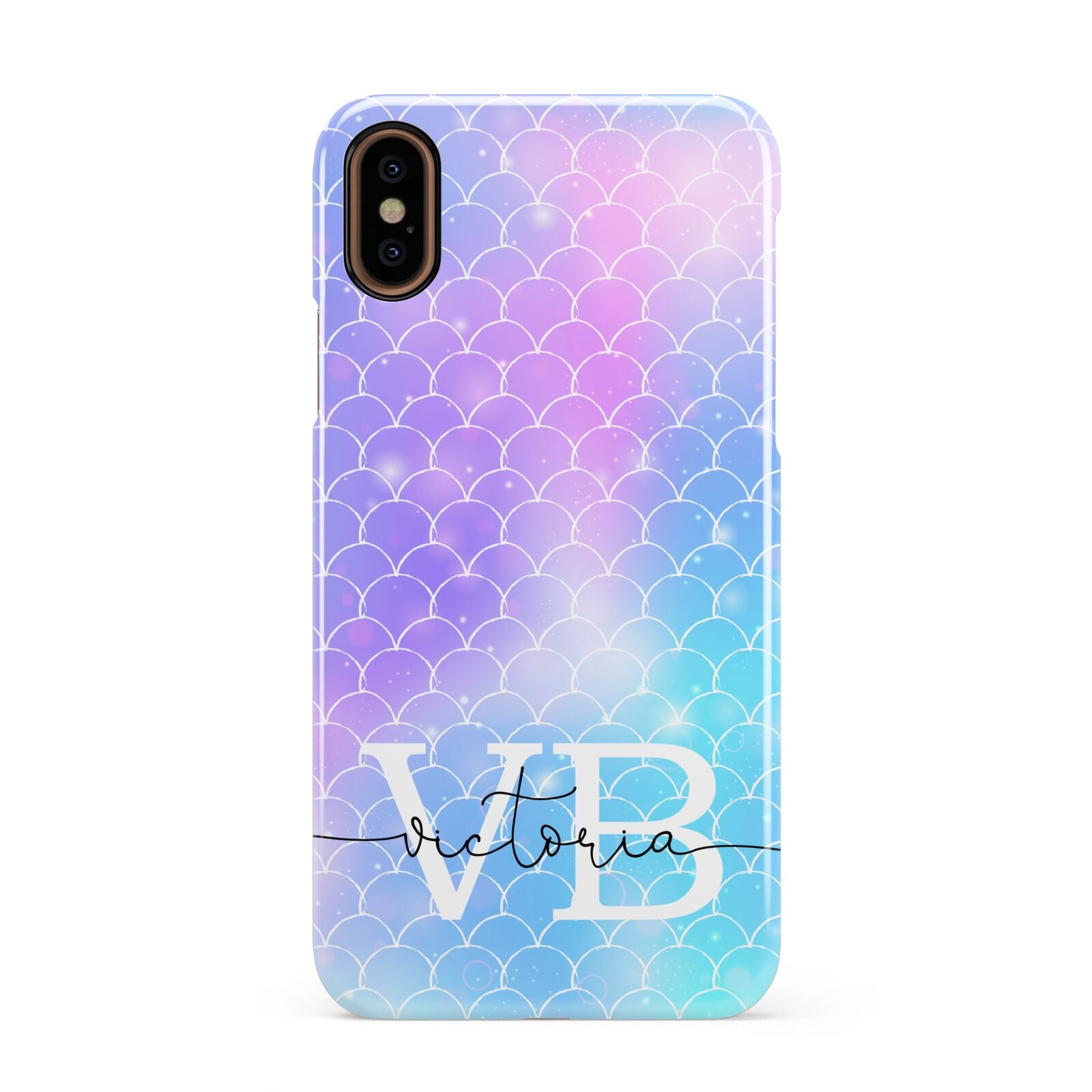 Monogram Mermaid Glitter with Name Apple iPhone XS 3D Snap Case