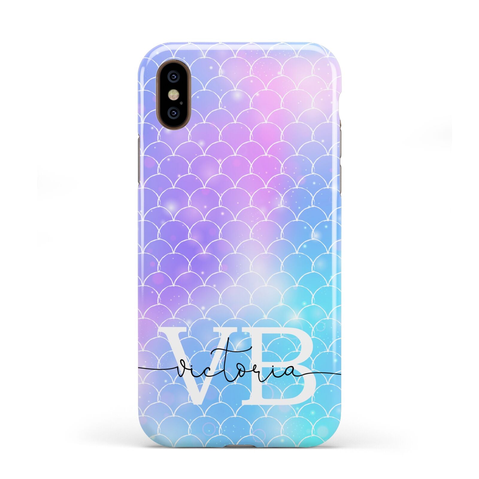 Monogram Mermaid Glitter with Name Apple iPhone XS 3D Tough