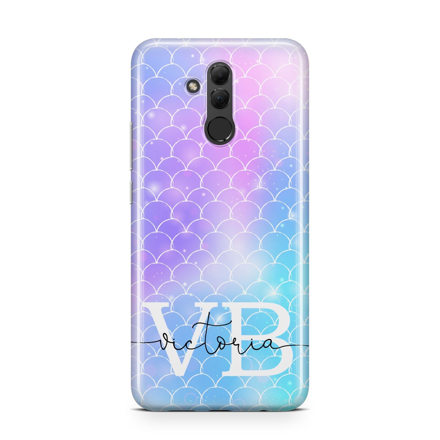 Monogram Mermaid Glitter with Name Huawei Mate 20 Lite