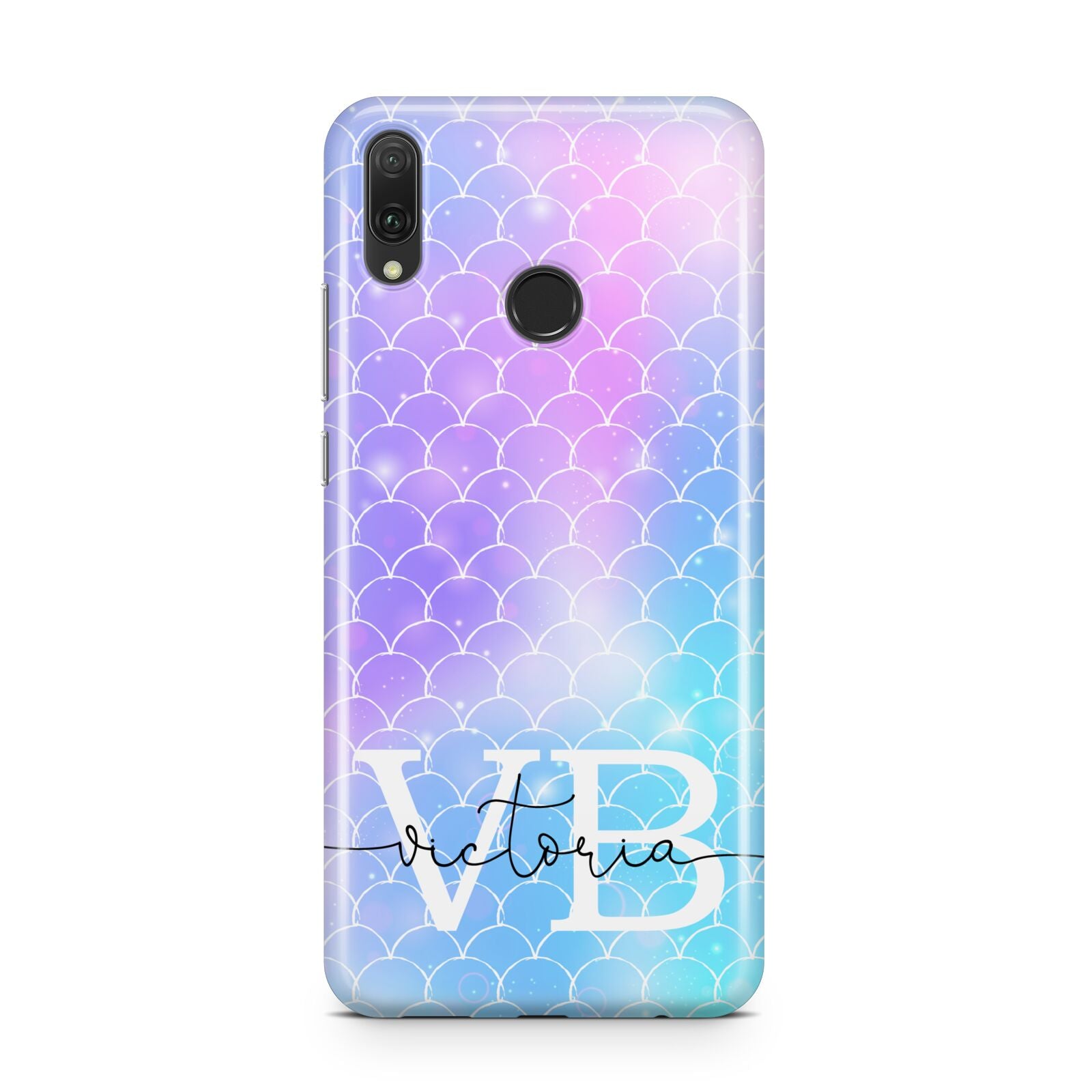 Monogram Mermaid Glitter with Name Huawei Y9 2019