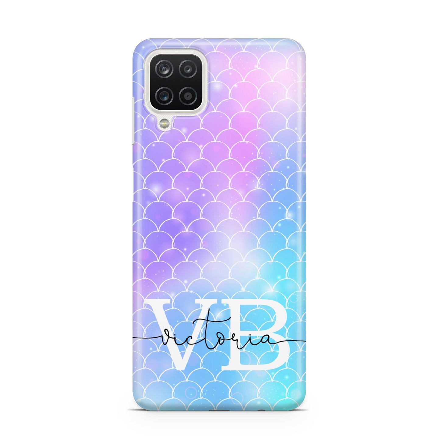 Monogram Mermaid Glitter with Name Samsung A12 Case