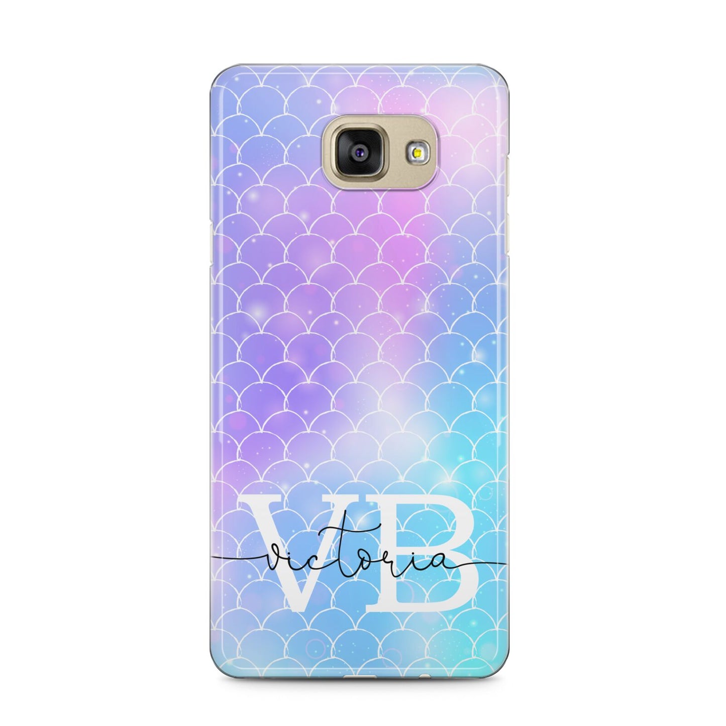 Monogram Mermaid Glitter with Name Samsung Galaxy A5 2016 Case on gold phone