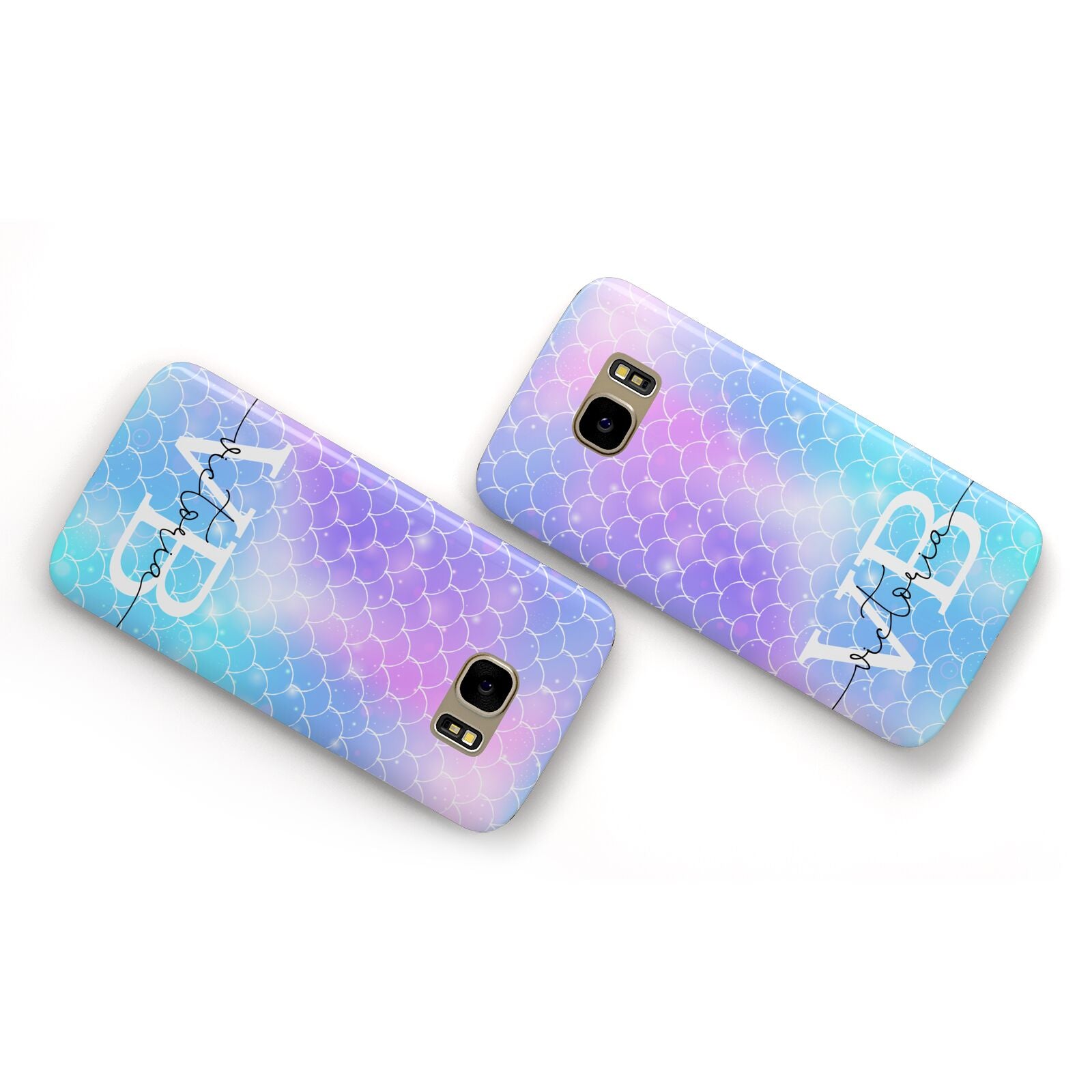 Monogram Mermaid Glitter with Name Samsung Galaxy Case Flat Overview