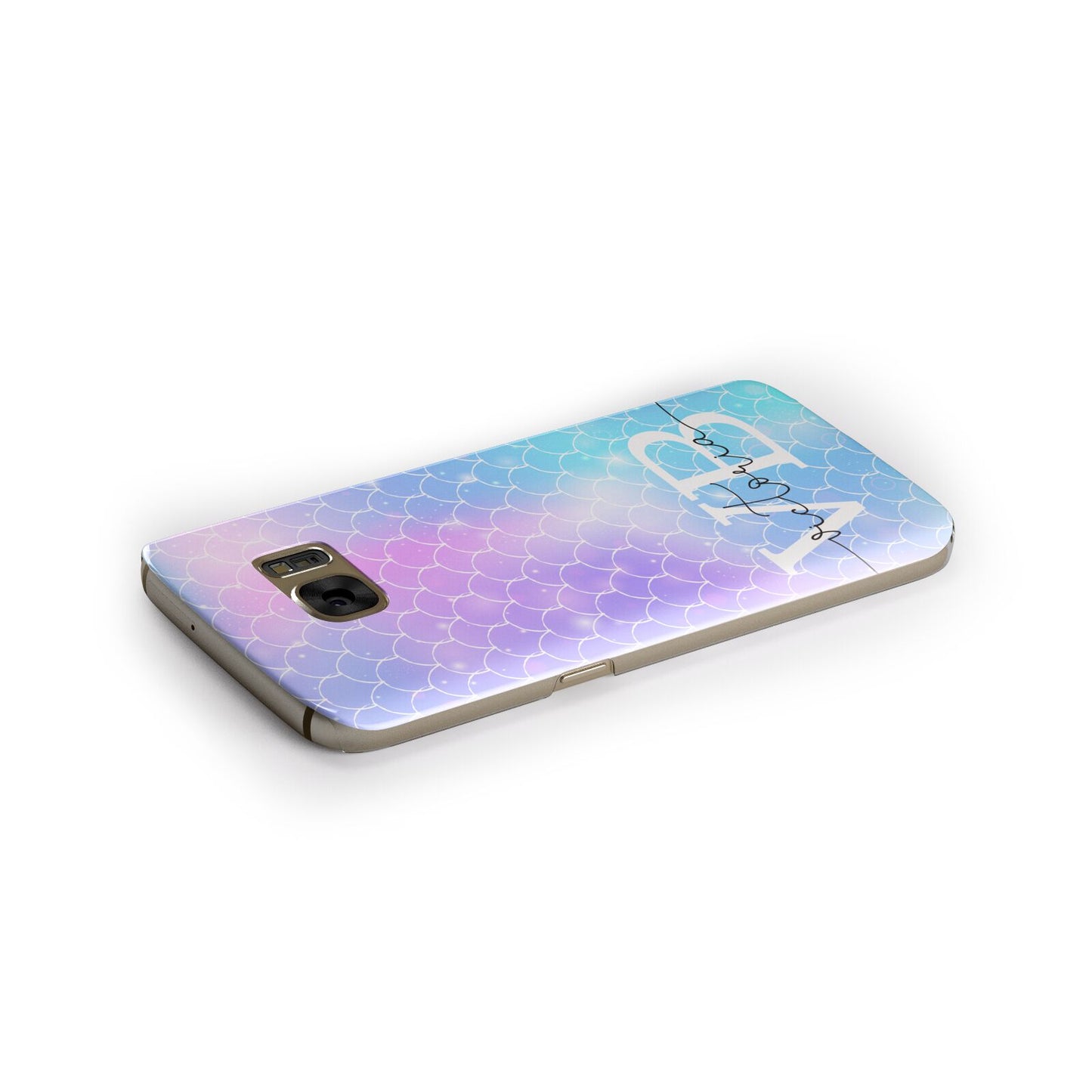 Monogram Mermaid Glitter with Name Samsung Galaxy Case Side Close Up