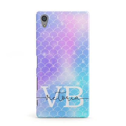 Monogram Mermaid Glitter with Name Sony Xperia Case