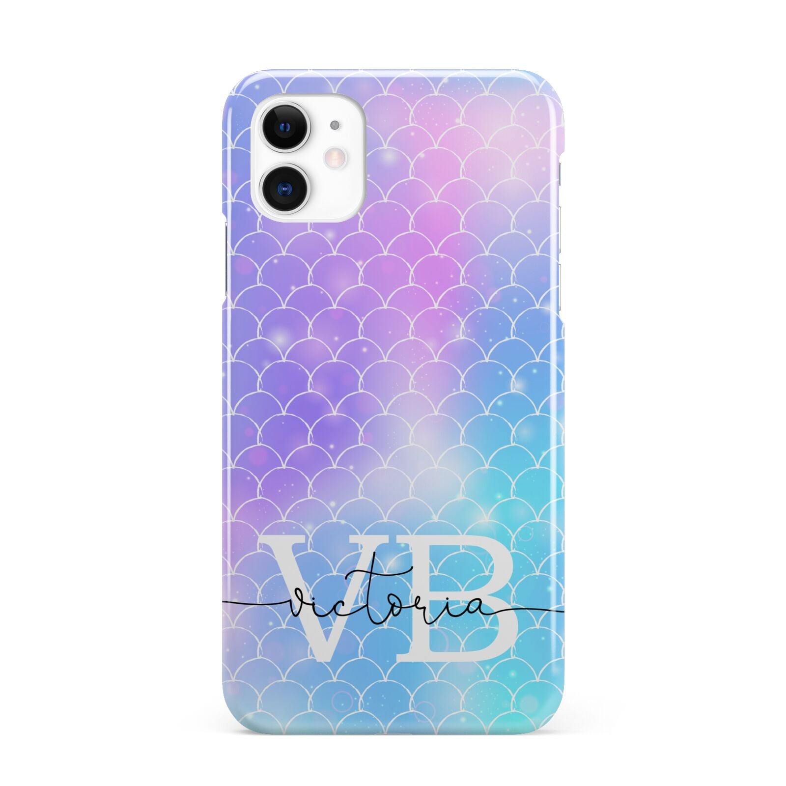 Monogram Mermaid Glitter with Name iPhone 11 3D Snap Case