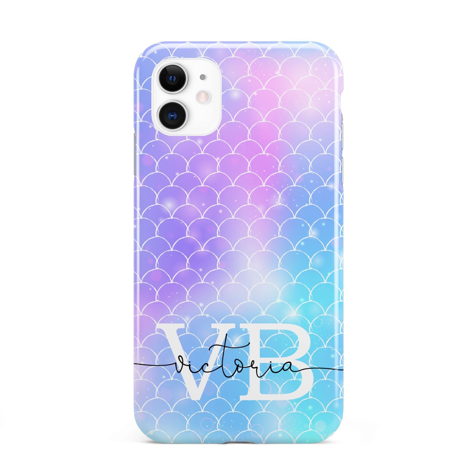 Monogram Mermaid Glitter with Name iPhone 11 3D Tough Case