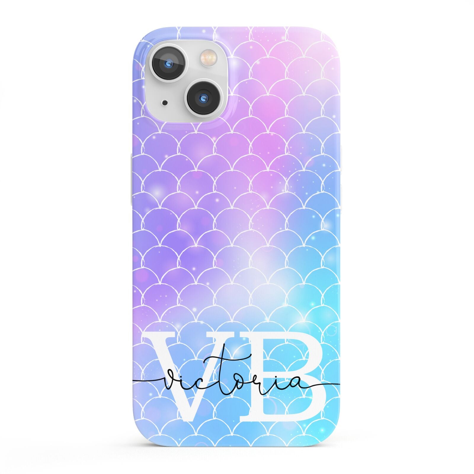 Monogram Mermaid Glitter with Name iPhone 13 Full Wrap 3D Snap Case