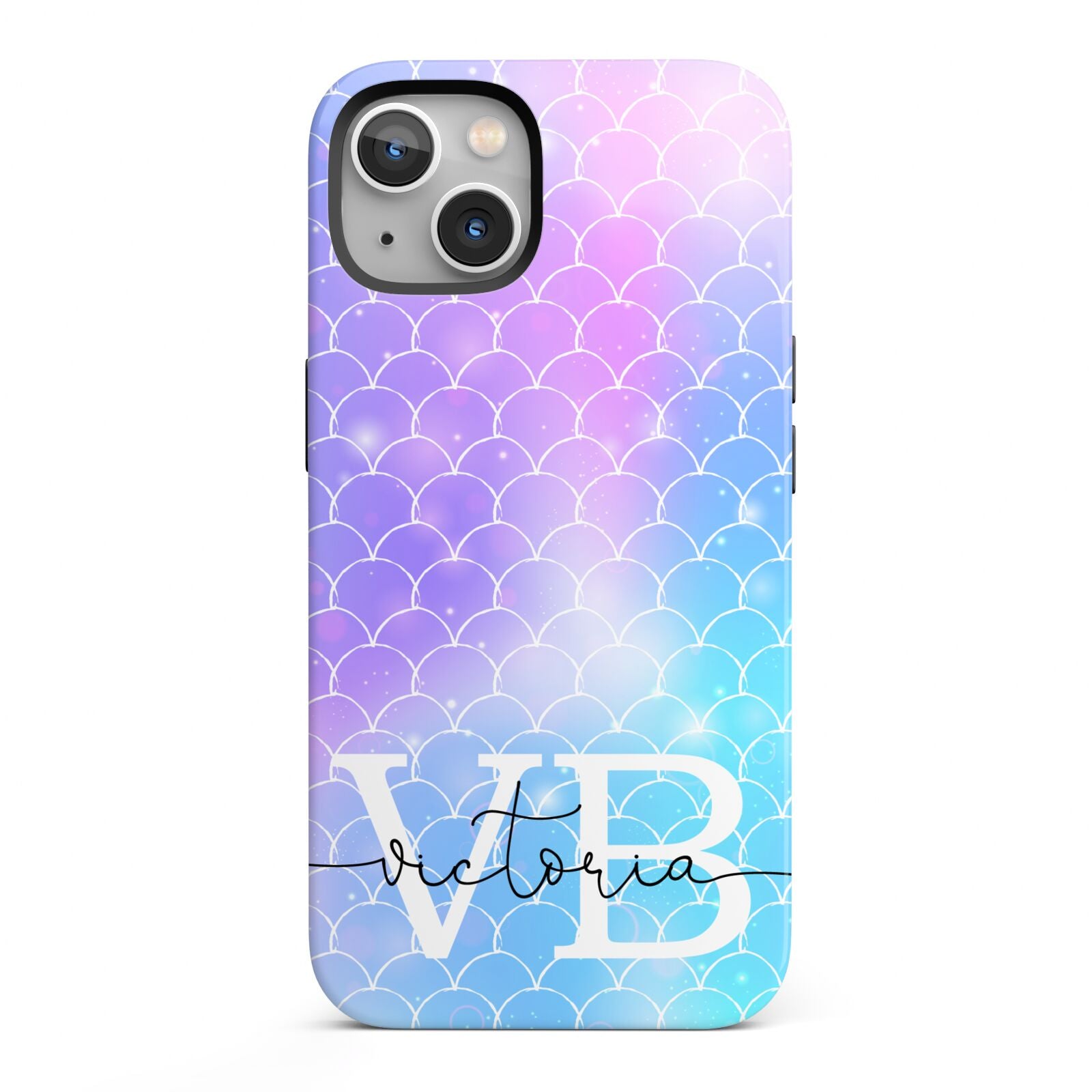 Monogram Mermaid Glitter with Name iPhone 13 Full Wrap 3D Tough Case