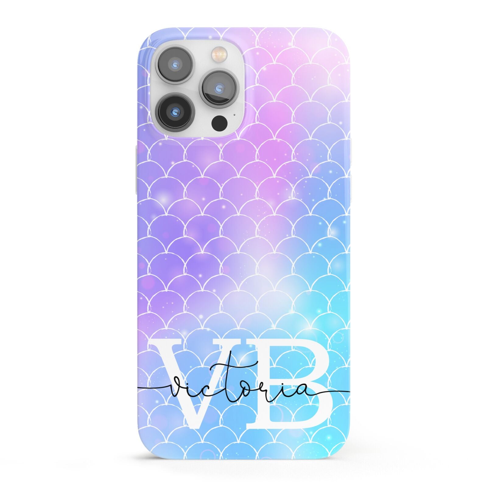 Monogram Mermaid Glitter with Name iPhone 13 Pro Max Full Wrap 3D Snap Case