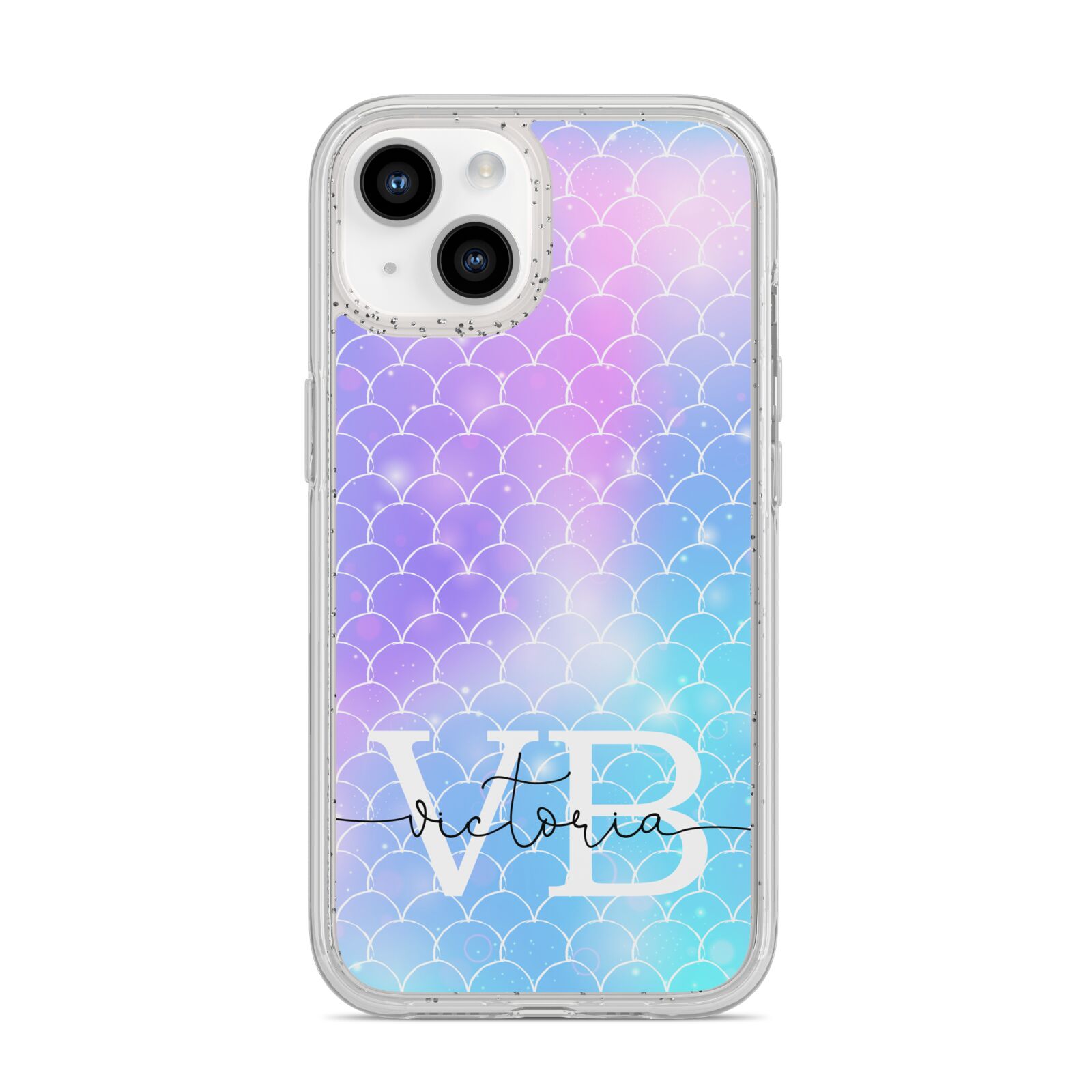 Monogram Mermaid Glitter with Name iPhone 14 Glitter Tough Case Starlight