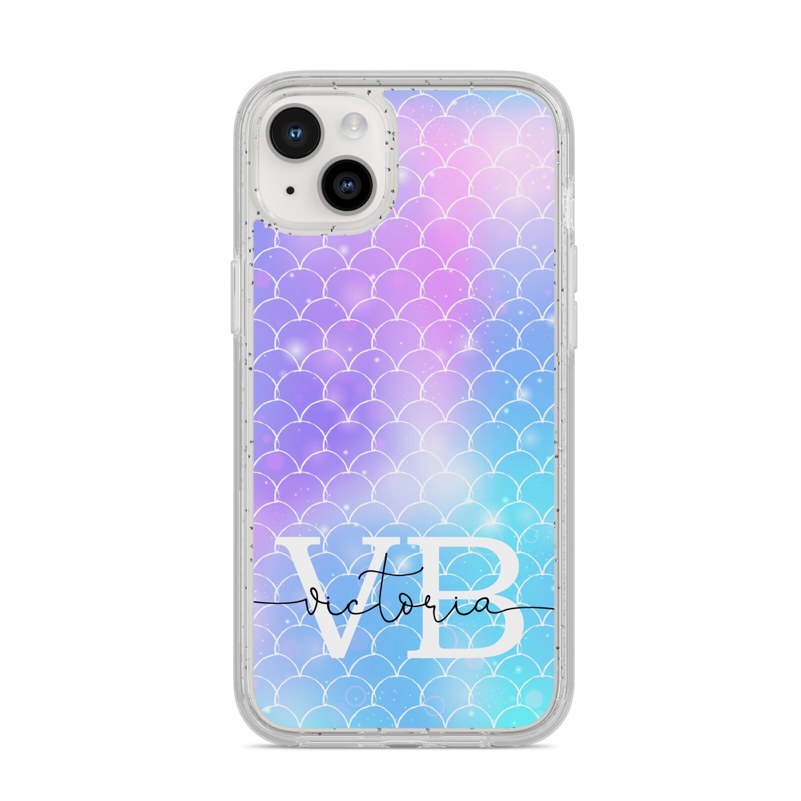 Monogram Mermaid Glitter with Name iPhone 14 Plus Glitter Tough Case Starlight