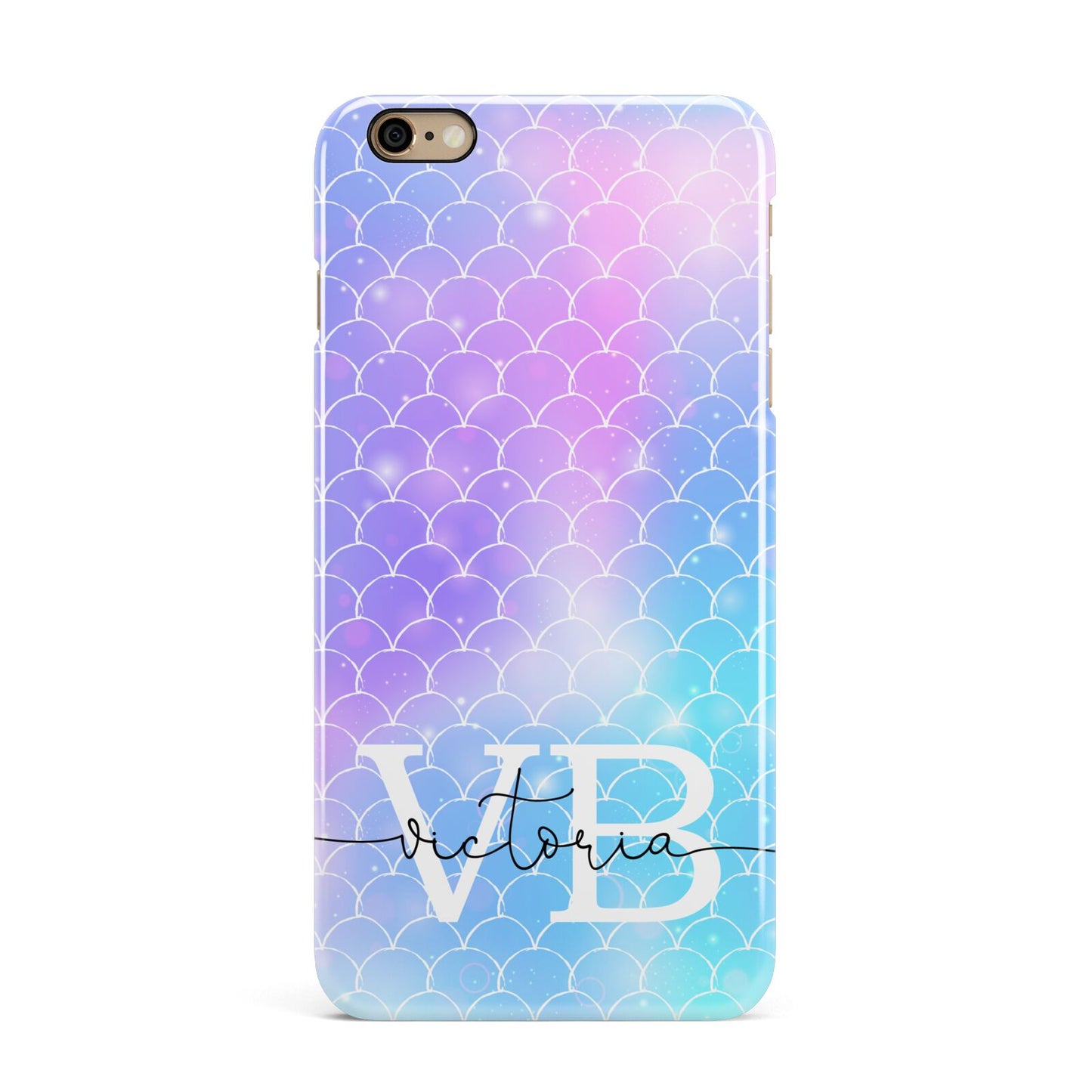 Monogram Mermaid Glitter with Name iPhone 6 Plus 3D Snap Case on Gold Phone