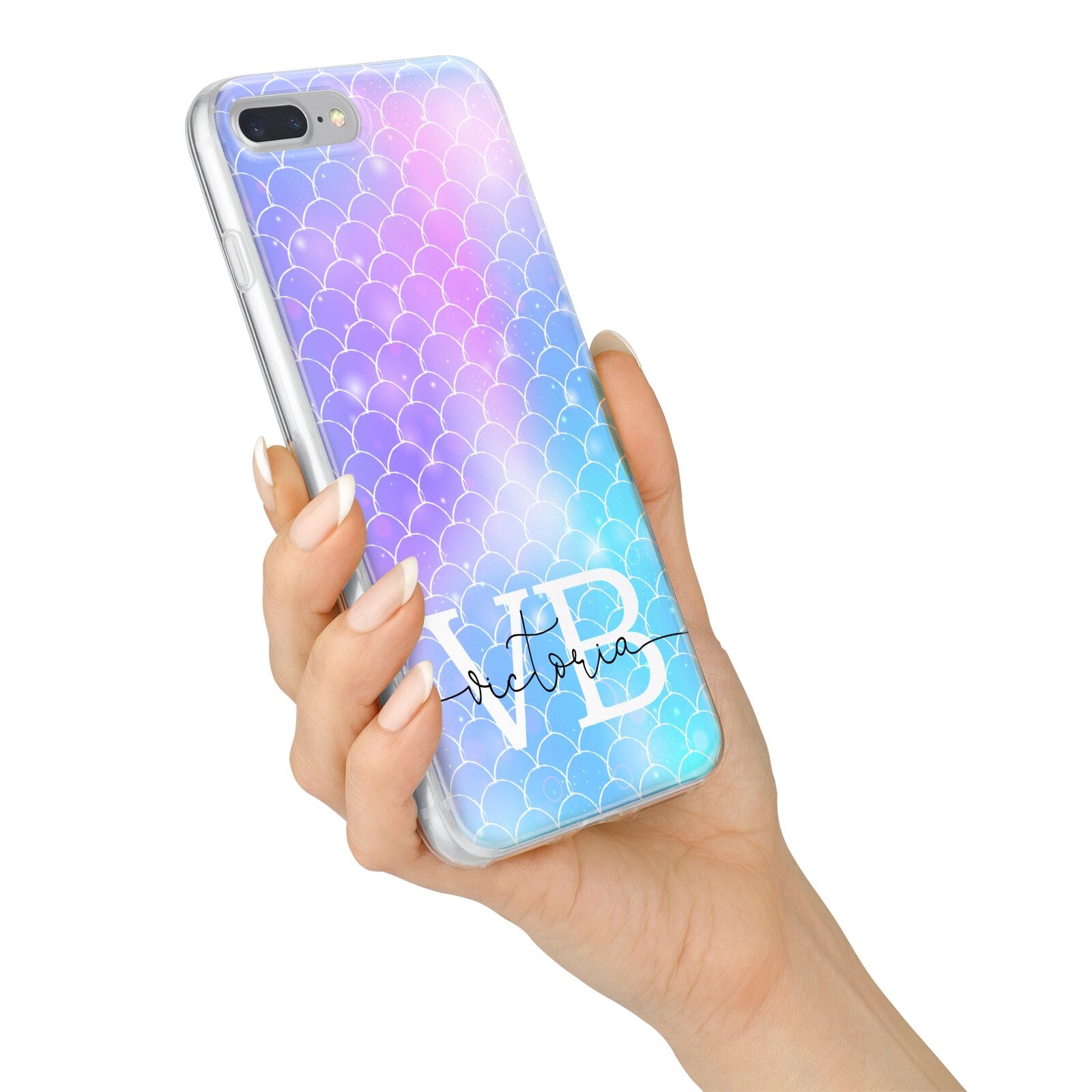 Monogram Mermaid Glitter with Name iPhone 7 Plus Bumper Case on Silver iPhone Alternative Image