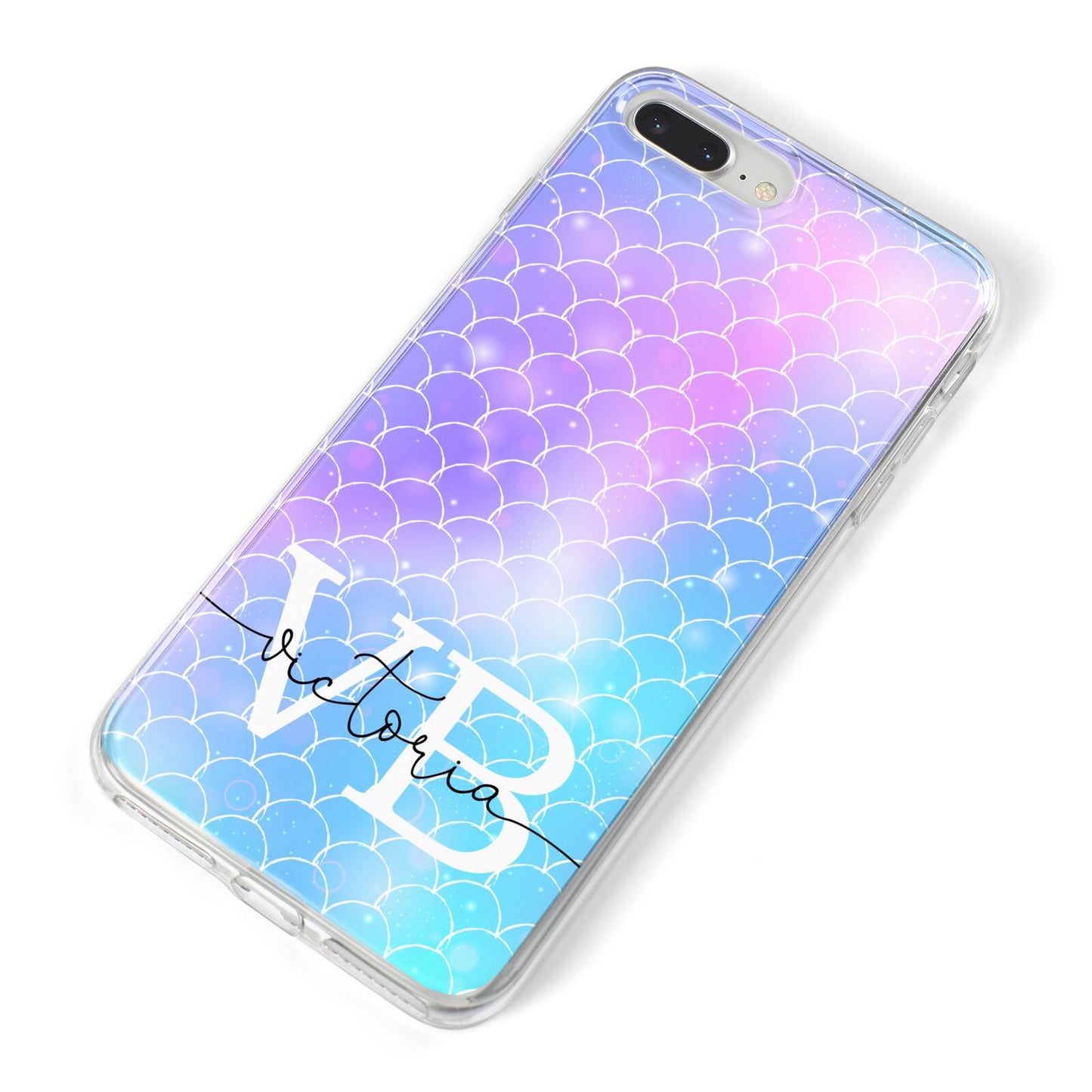 Monogram Mermaid Glitter with Name iPhone 8 Plus Bumper Case on Silver iPhone Alternative Image