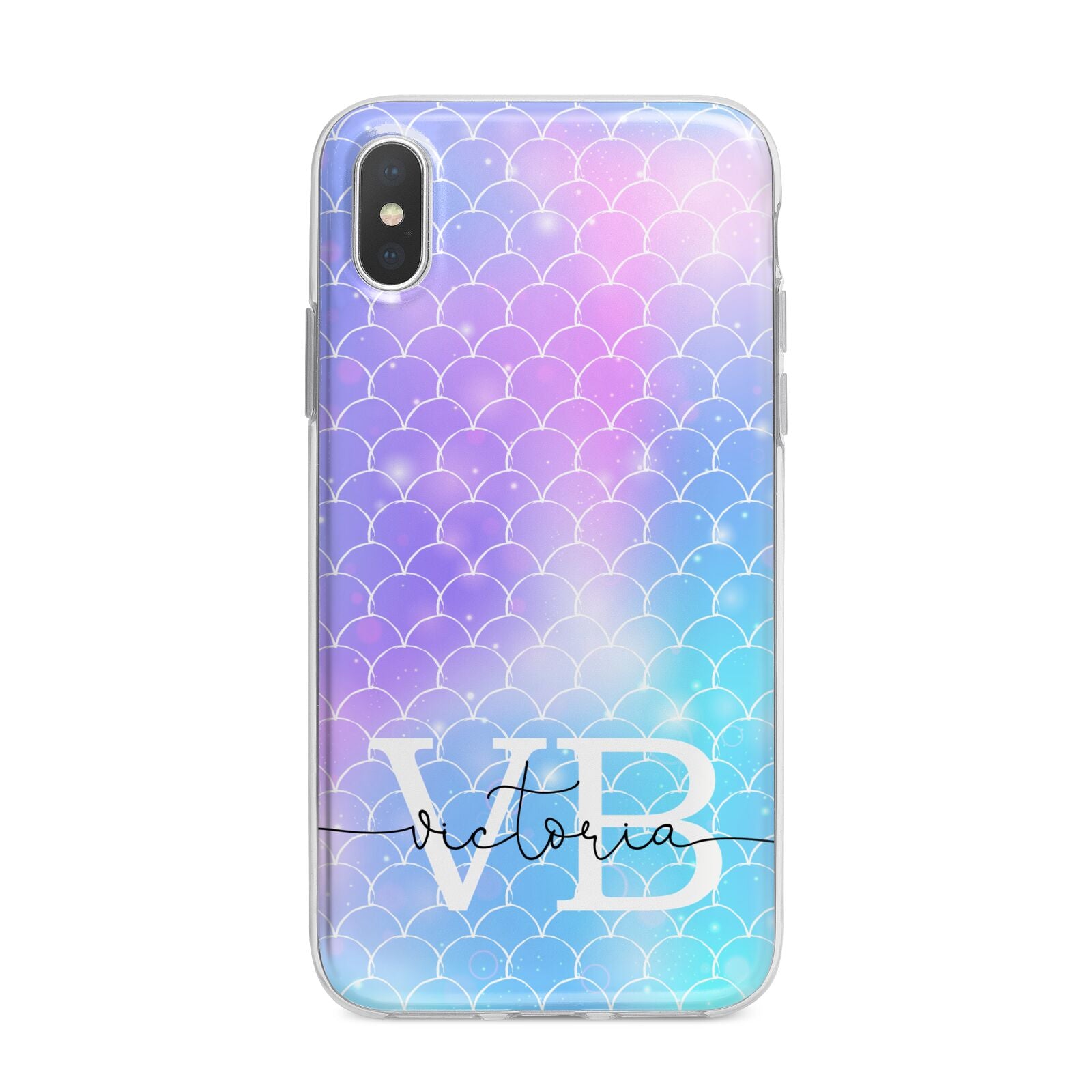 Monogram Mermaid Glitter with Name iPhone X Bumper Case on Silver iPhone Alternative Image 1