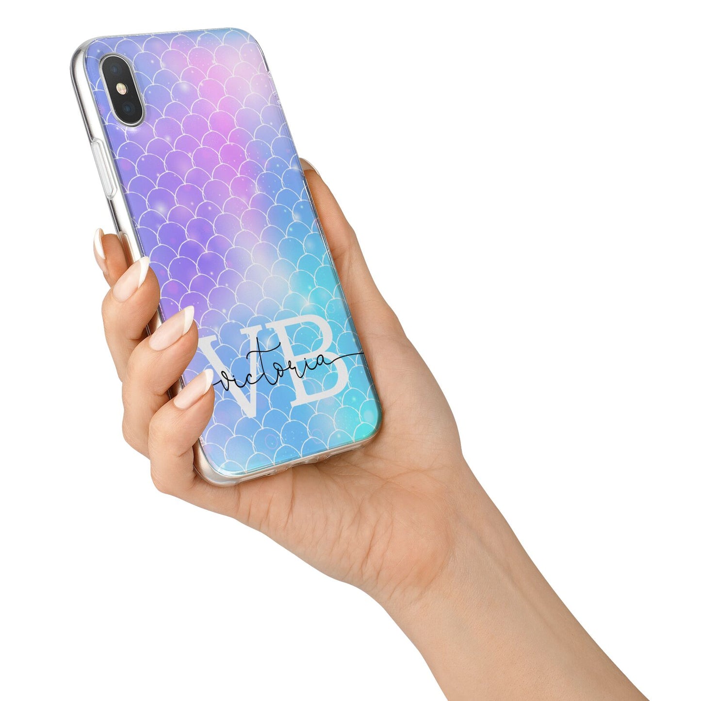 Monogram Mermaid Glitter with Name iPhone X Bumper Case on Silver iPhone Alternative Image 2