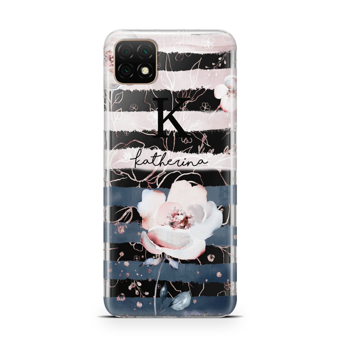 Monogram Pink Blue Striped Watercolour Huawei Enjoy 20 Phone Case