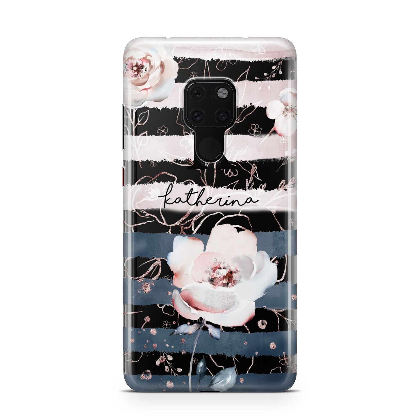 Monogram Pink Blue Striped Watercolour Huawei Mate 20 Phone Case