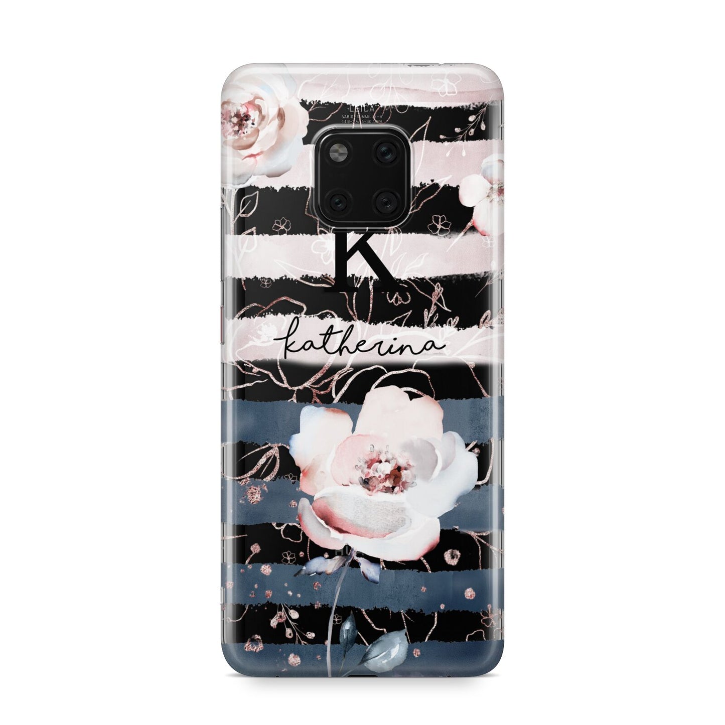 Monogram Pink Blue Striped Watercolour Huawei Mate 20 Pro Phone Case