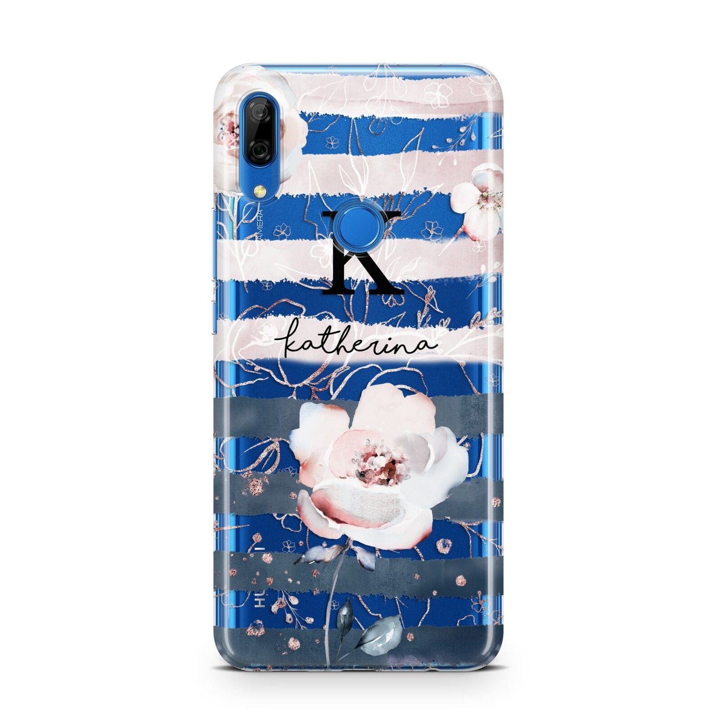 Monogram Pink Blue Striped Watercolour Huawei P Smart Z