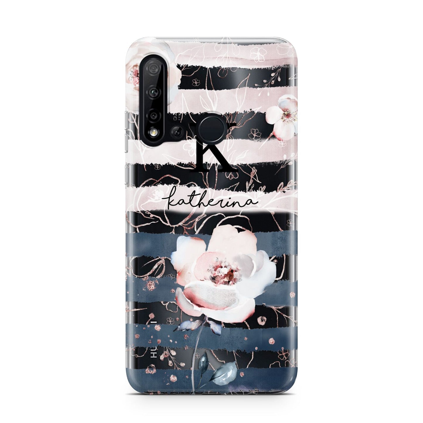 Monogram Pink Blue Striped Watercolour Huawei P20 Lite 5G Phone Case